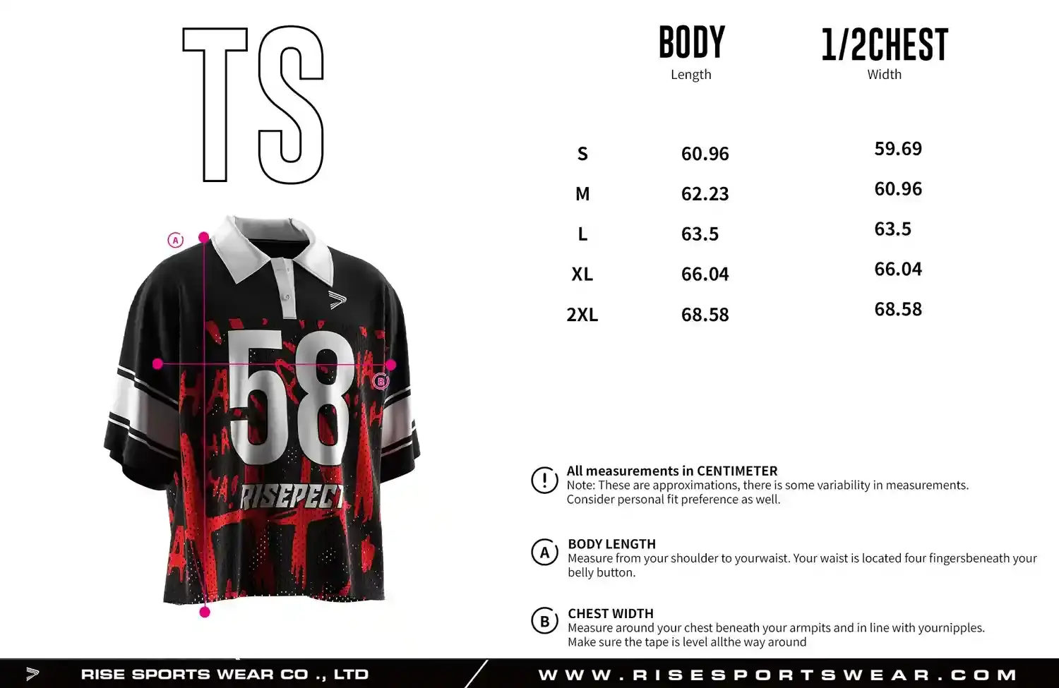 Men's Sizes Chart of Polo Collar Oversized Vintage USA Football Jersey