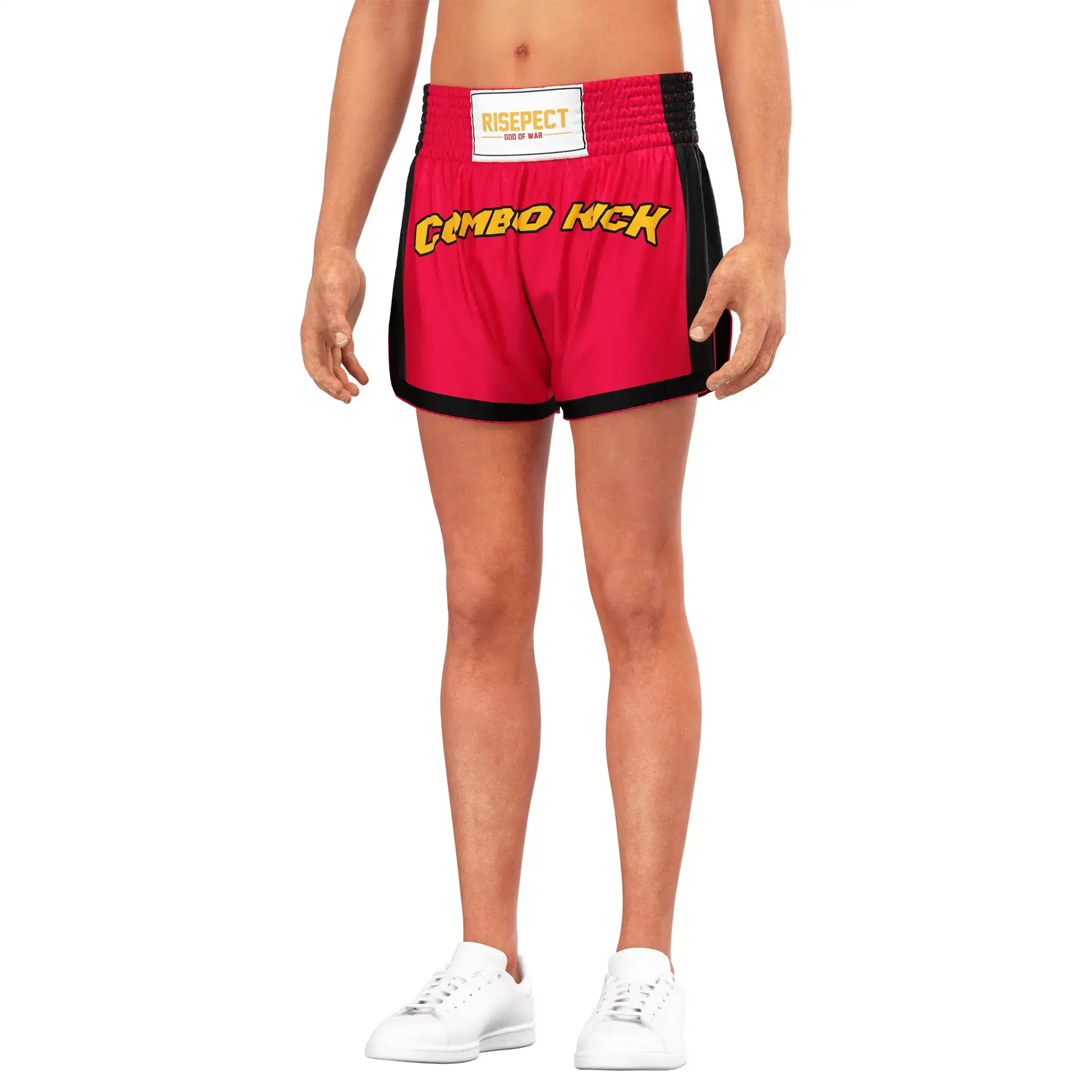 Combo kick red muay thai kickboxing shorts