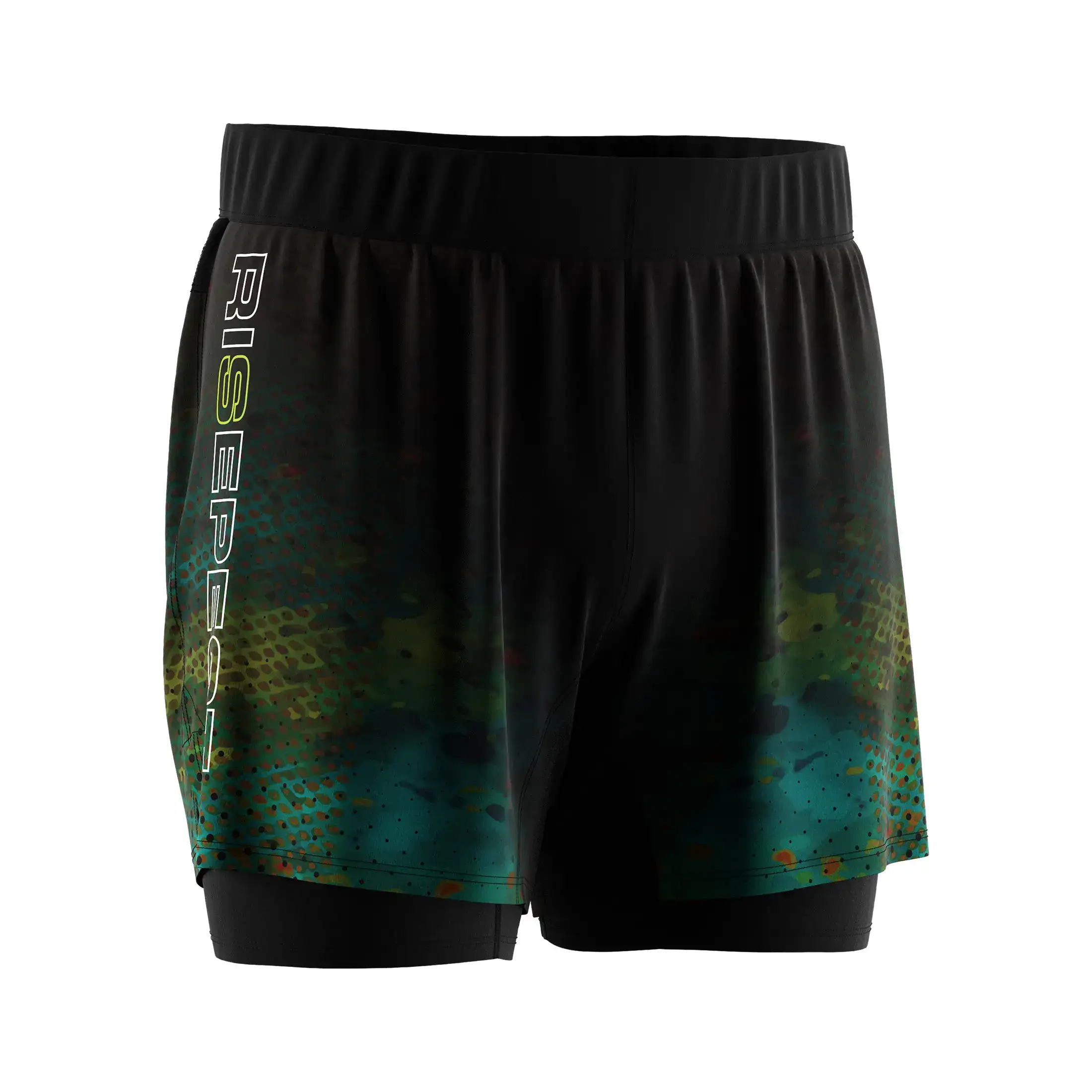 Forest camo training mma bjj double layer shorts