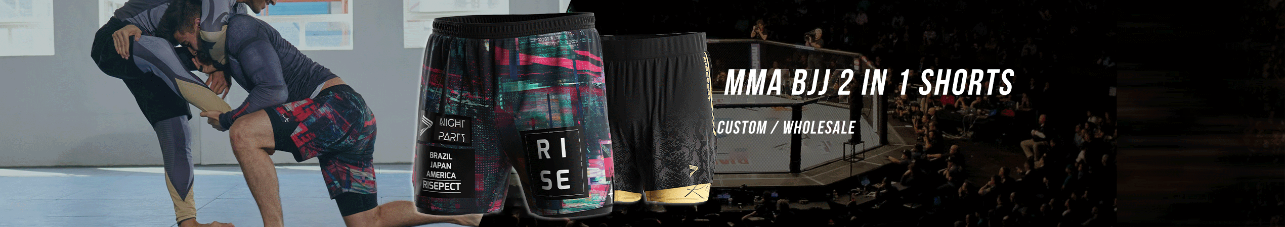 Wholesale Custom BJJ MMA 2 in 1 Shorts