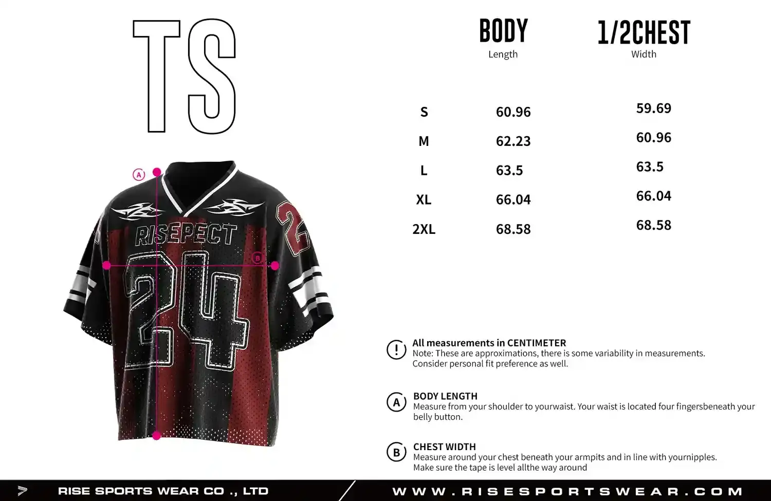 Men's Sizes Chart of Burgundy Number 24 Loose Fit Street Style American Football Shirt