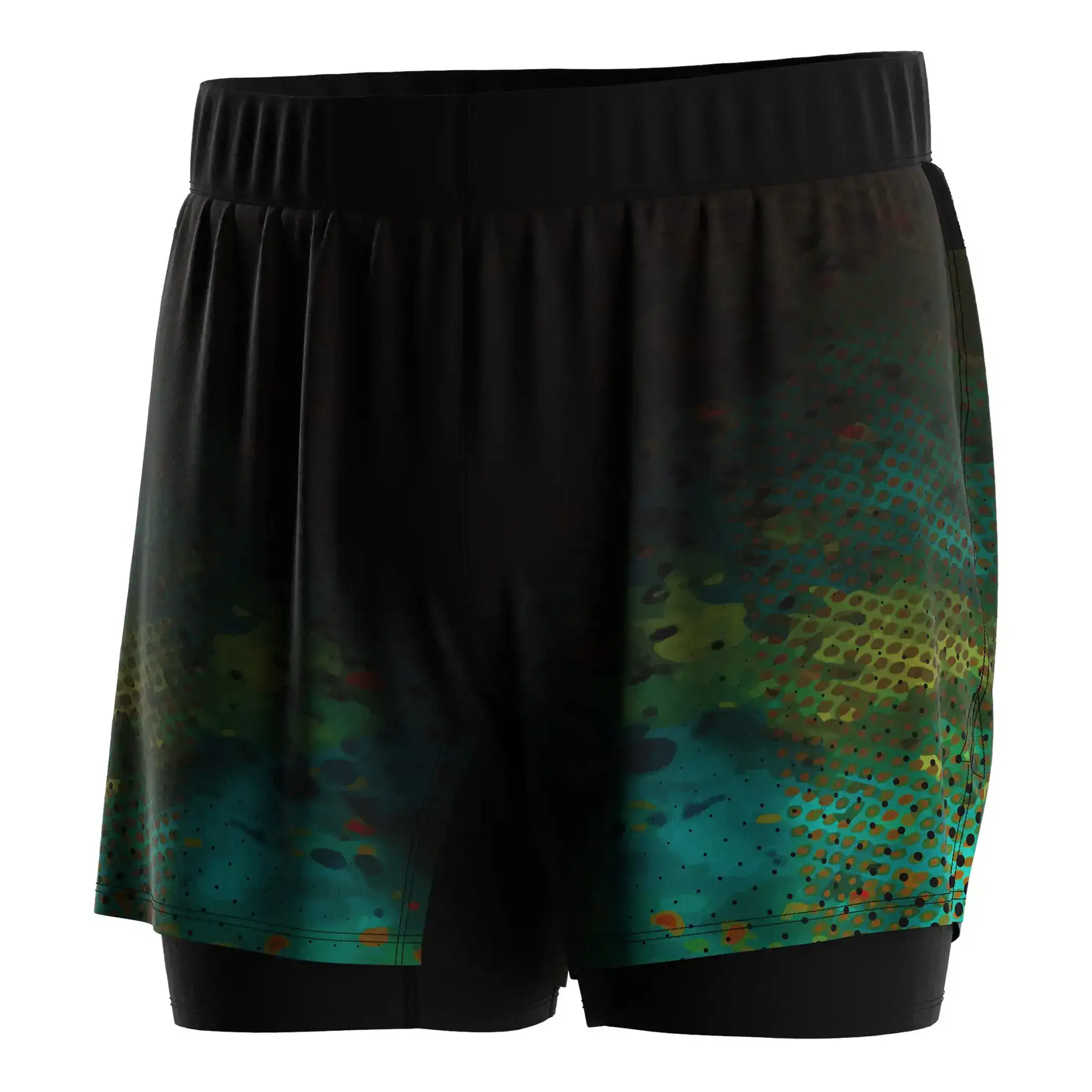 Forest camo training mma bjj double layer shorts