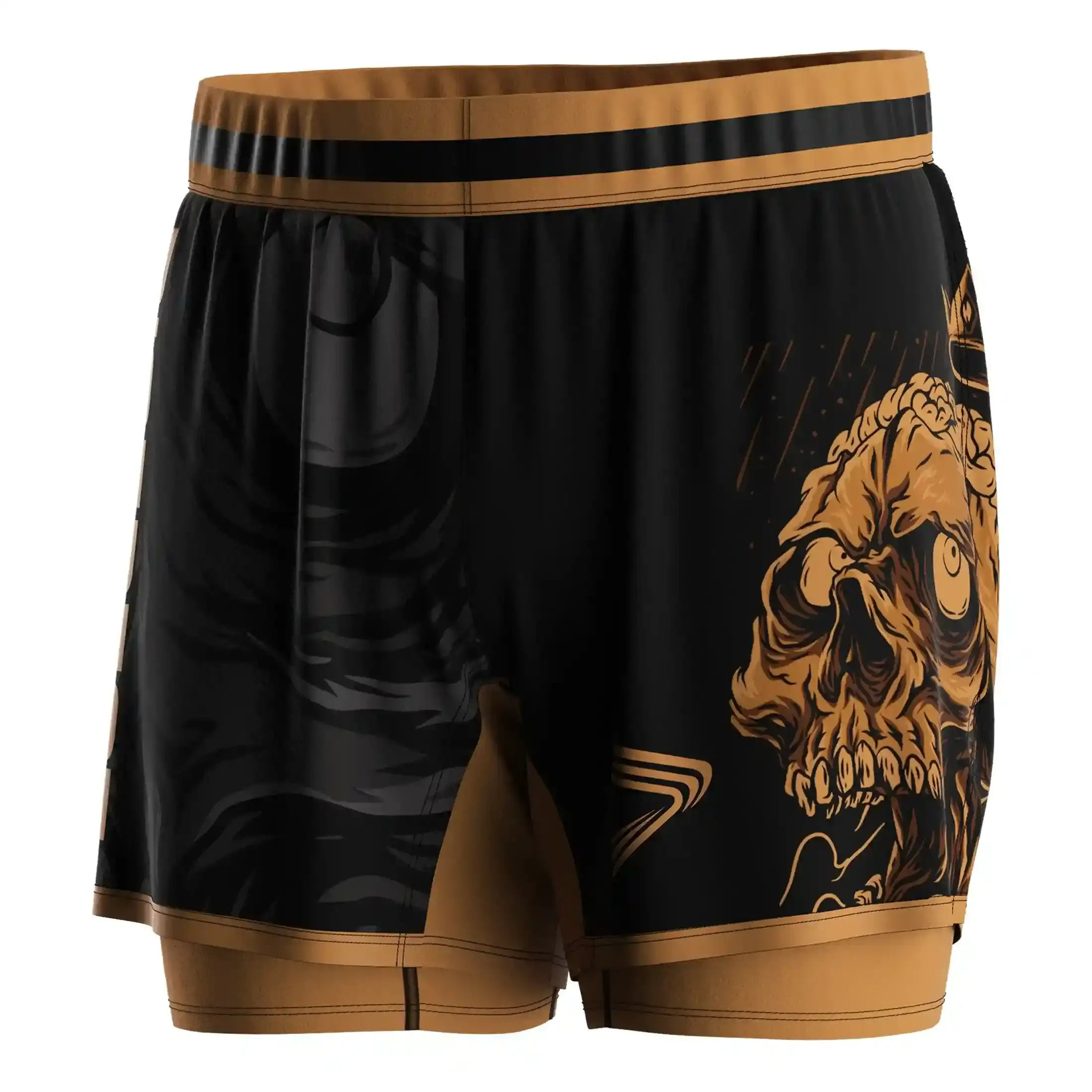Skull gym combat athletes mma 2 in 1 shorts
