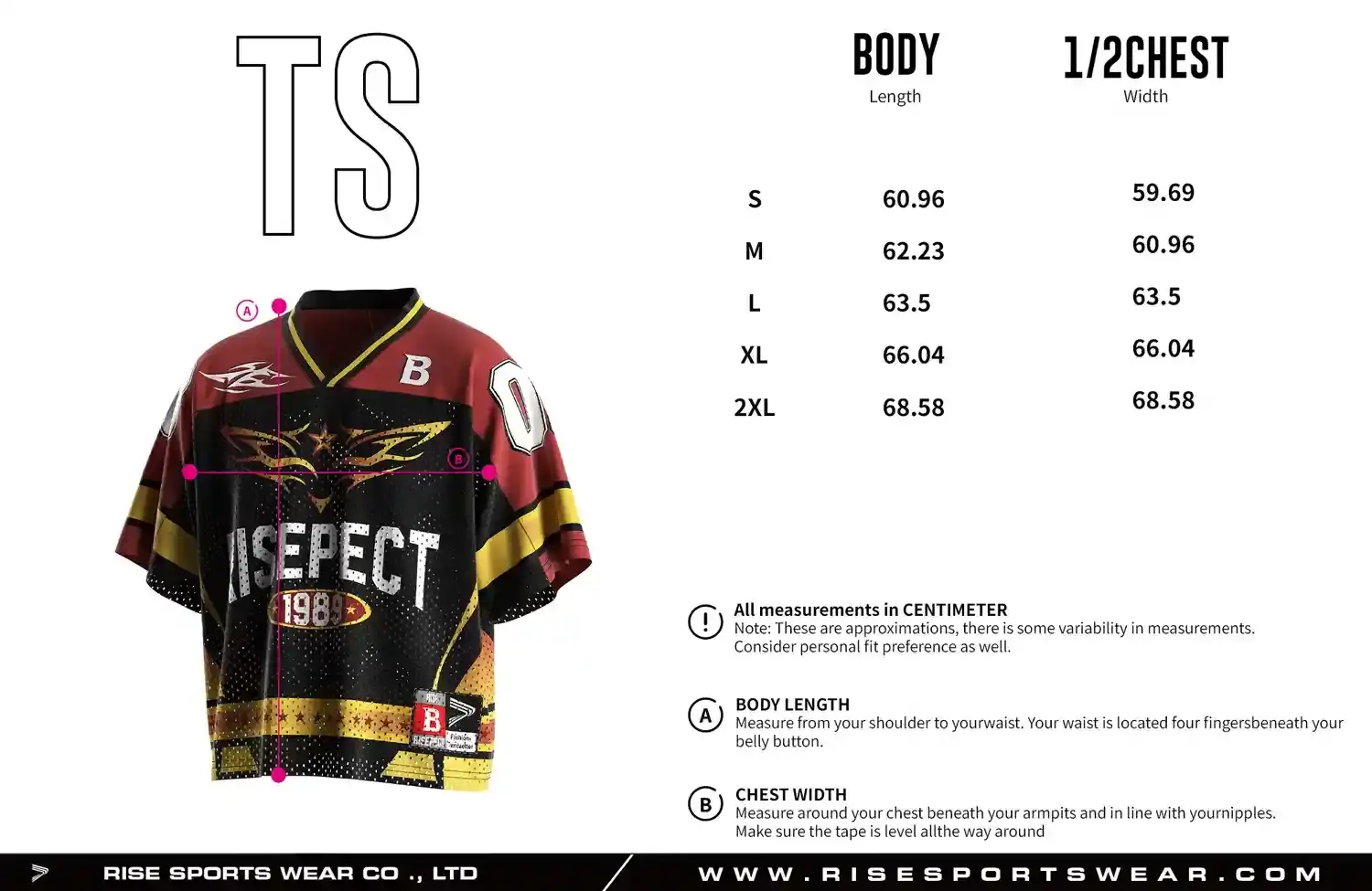 Men's Sizes Chart of Burgundy & Gold 1989 Graphic Print Vintage Football Jersey