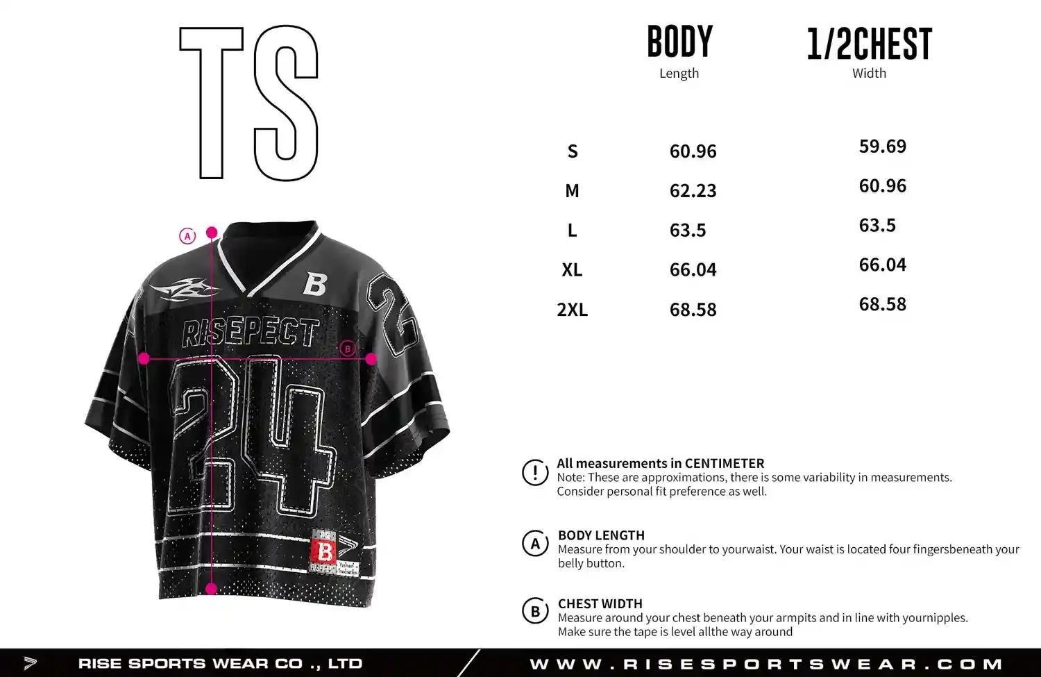 Men's Sizes Chart of Classic Black Number 24 Loose Fit Streetwear Football Jersey