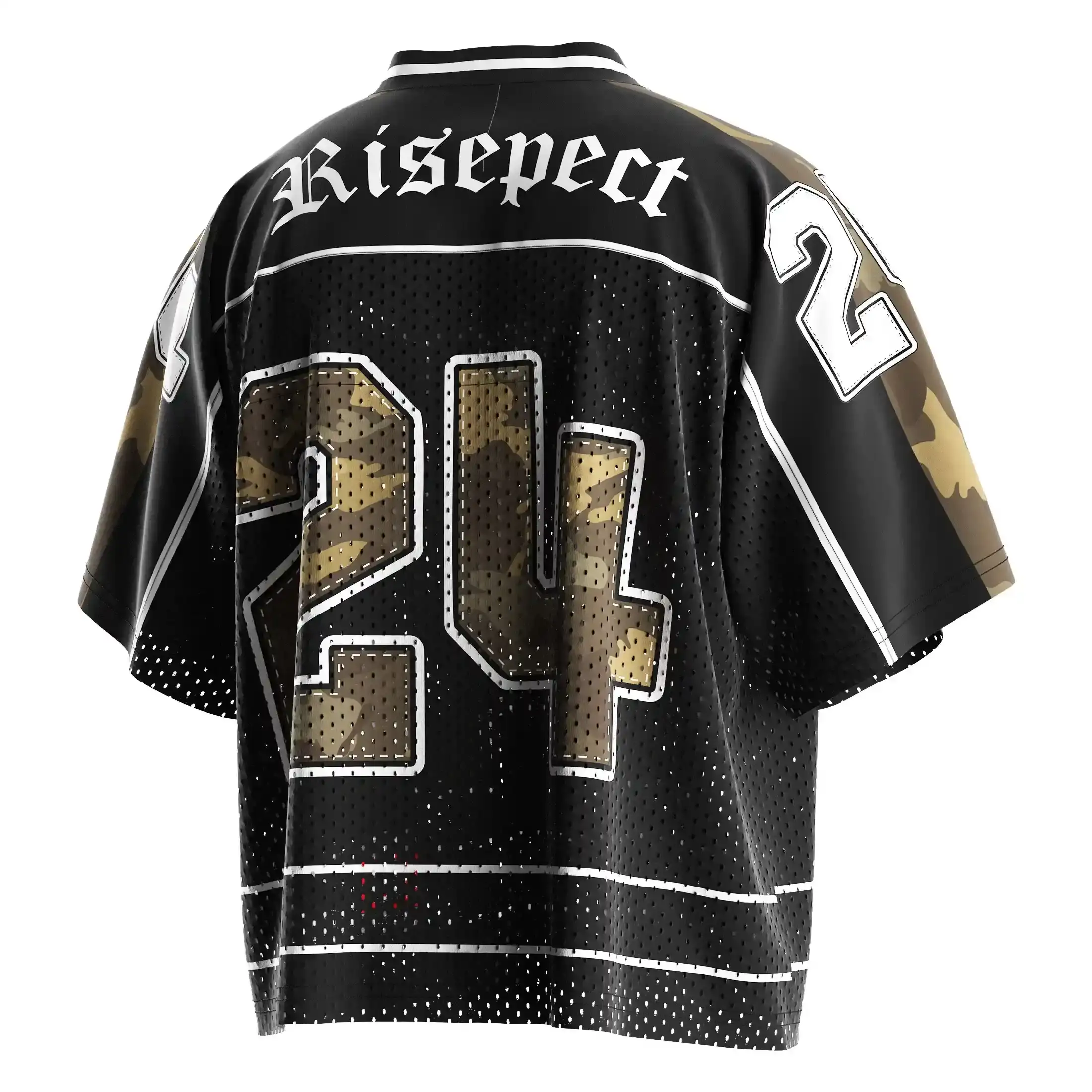 
                Army Green Camo Number 24 Vintage Street Oversized American Football Tee
