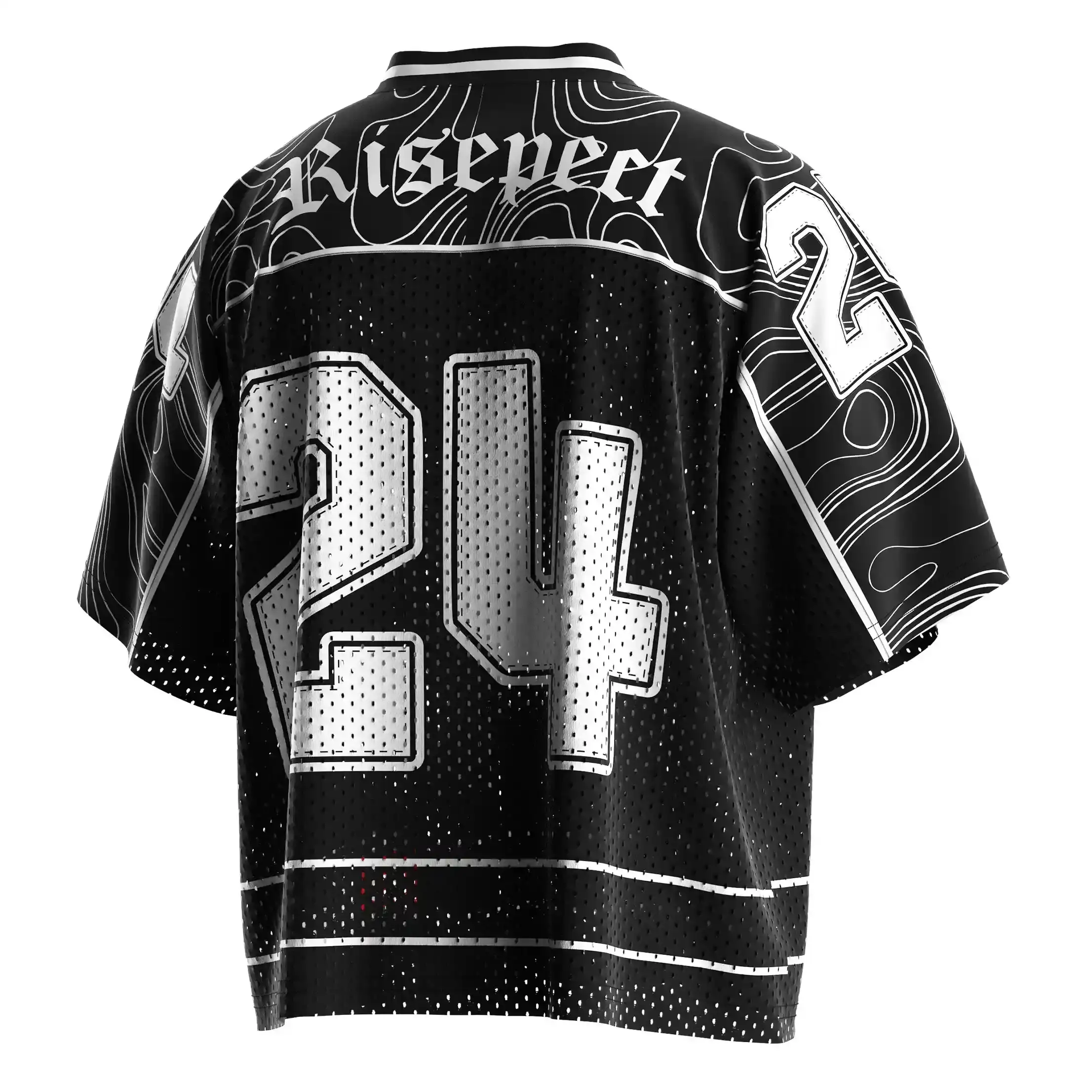 
                Black & White Number 24 Mesh Boxy Fit Football Jersey Bulk Custom