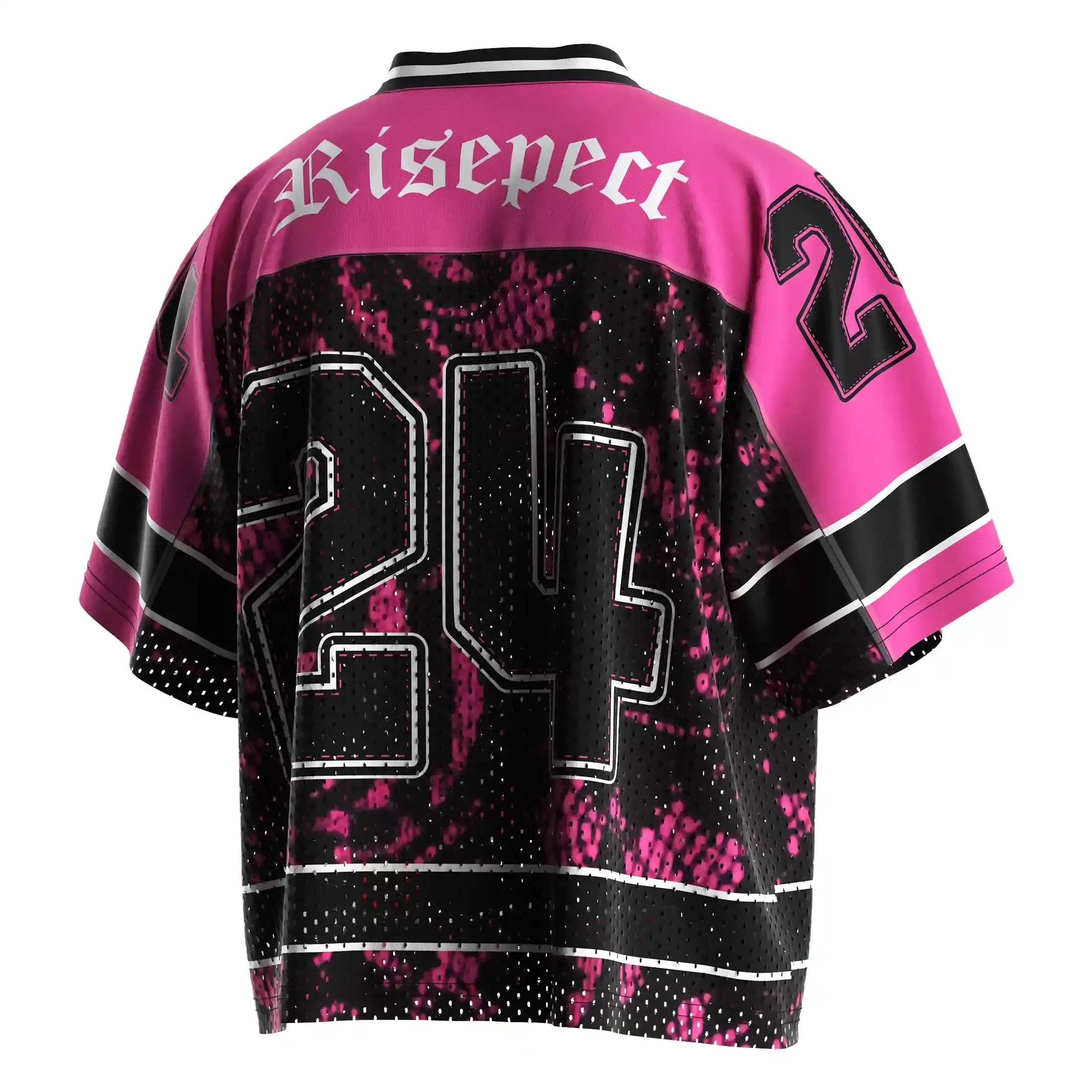 
                Magenta & Black Number 24 Boxy Mesh Vintage American Football Shirt