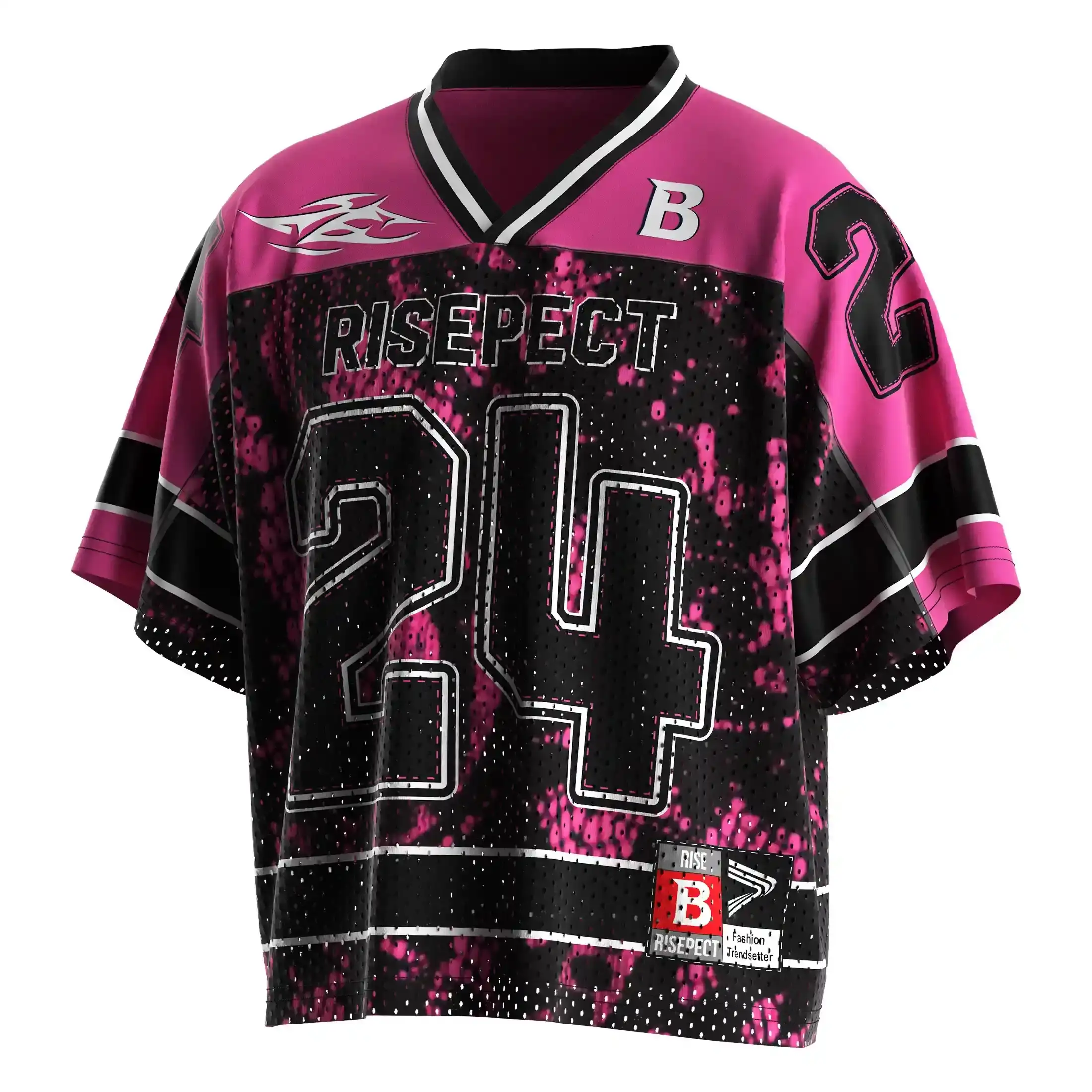 
                Magenta & Black Number 24 Boxy Mesh Vintage American Football Shirt