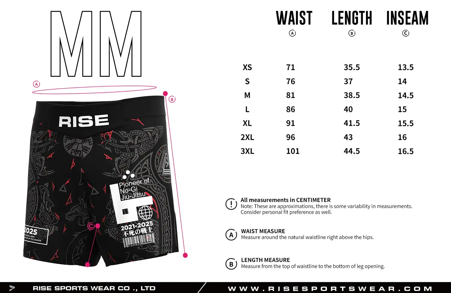 Customize your own sizes chart, or use Black Red Celtic Print BJJ Shorts' sizes chart.