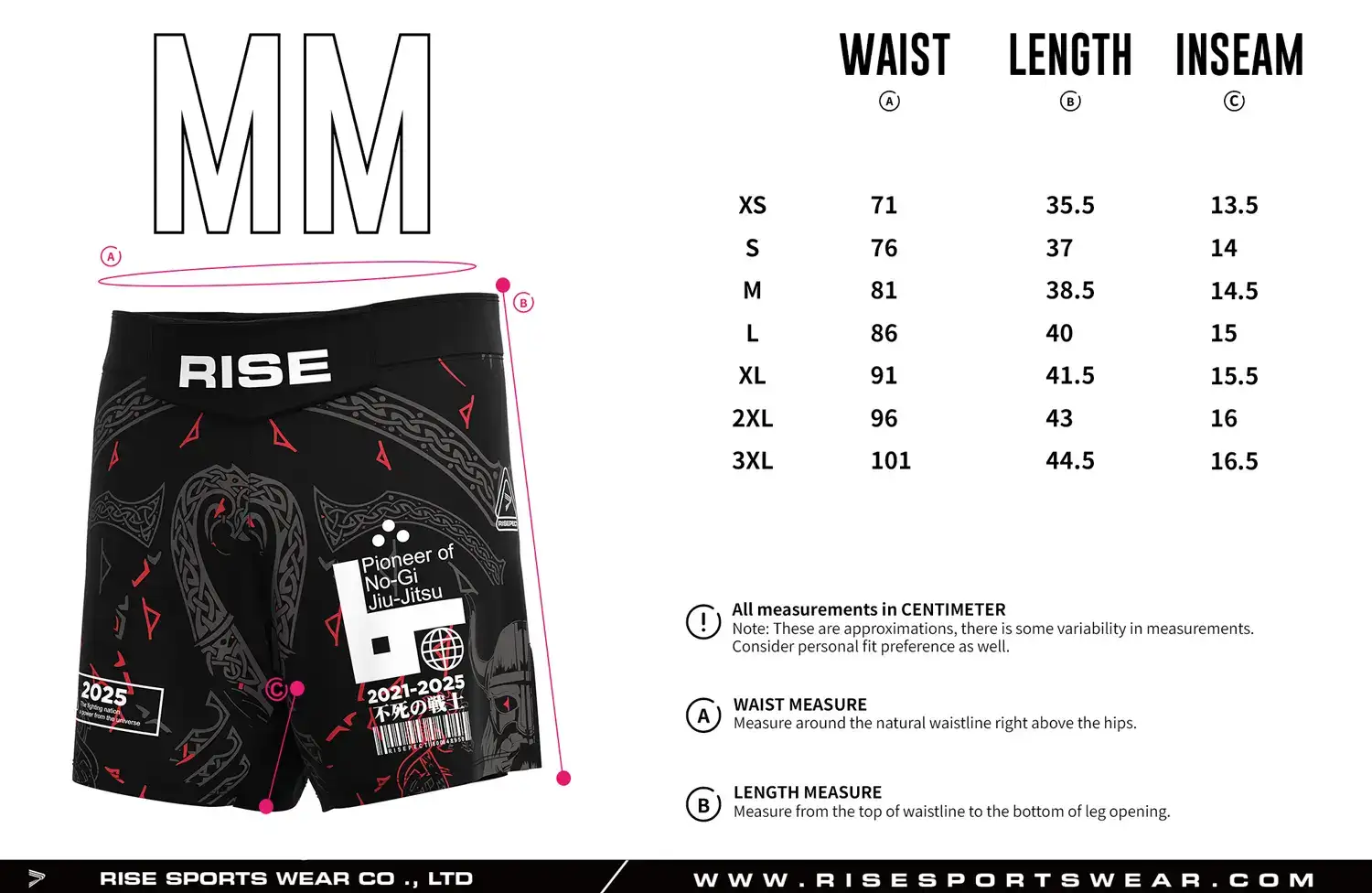 Customize your own sizes chart, or use Black Tribal Pattern MMA Shorts' sizes chart.