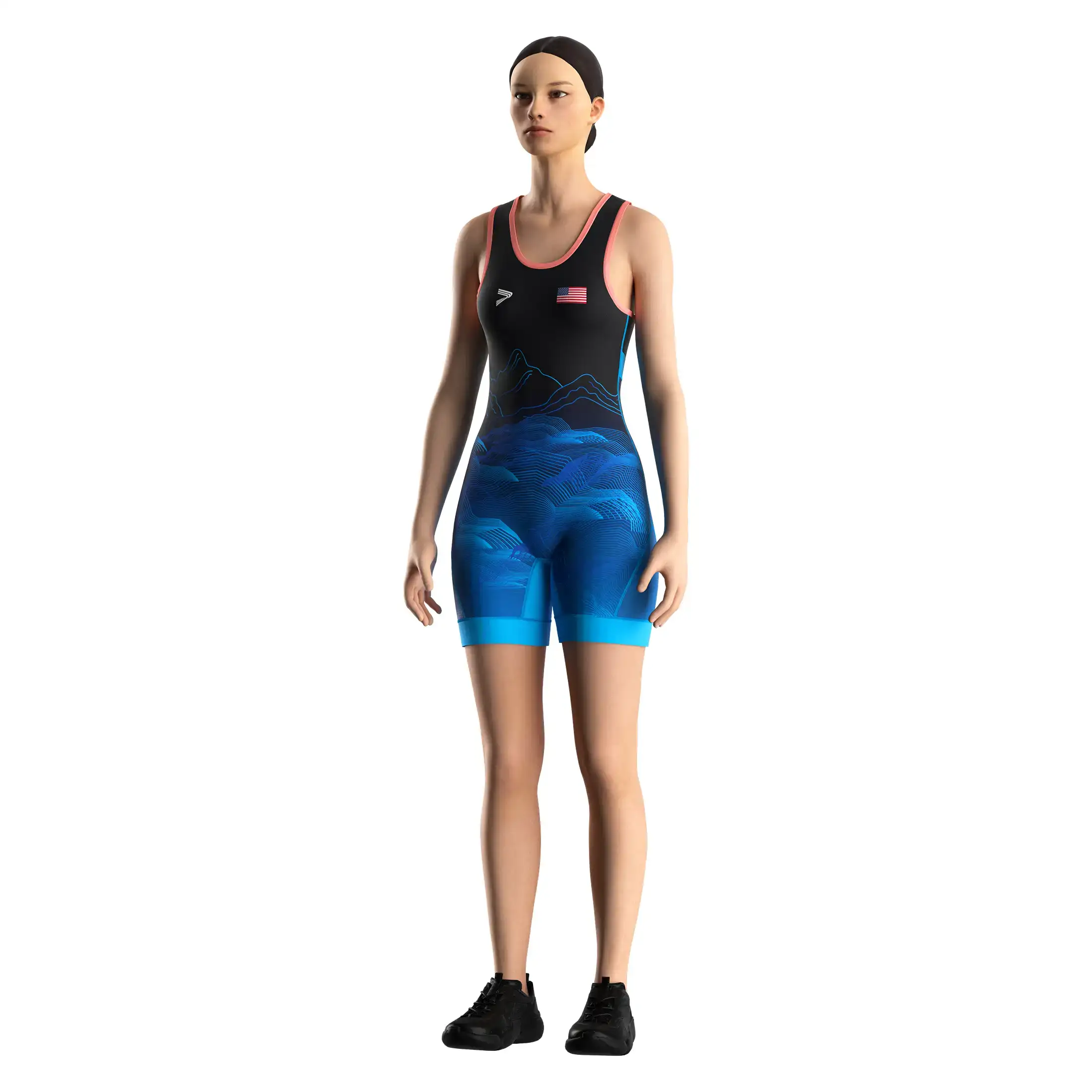 
                RISE Blue Mountain Design Women Wrestling Singlet Lycra Singlets Bulk