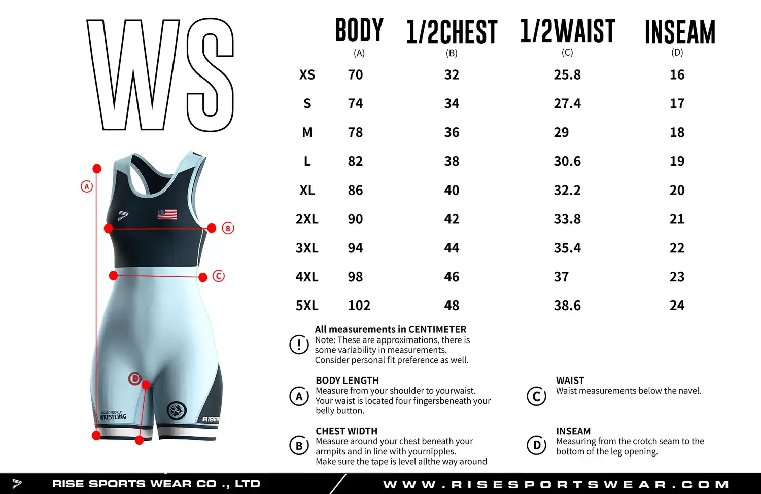 Women's Ice Edge Freely Singlet's Sizes Chart