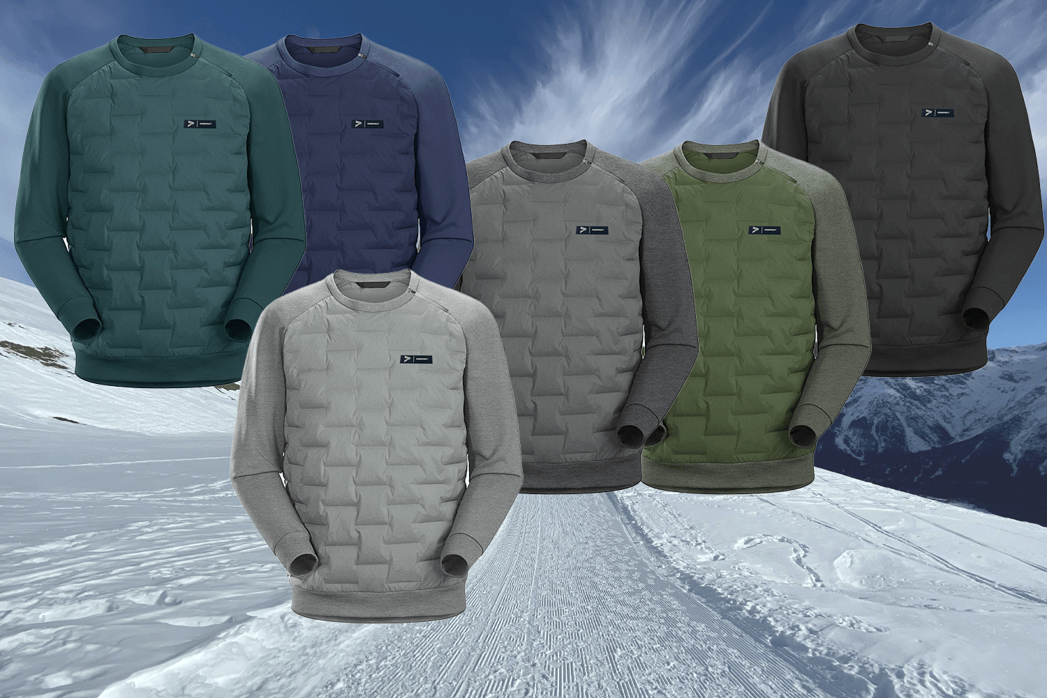 Athletic Crew Collar Down Jackets in 6 Colors: choose our solid color design, or custom your own color.