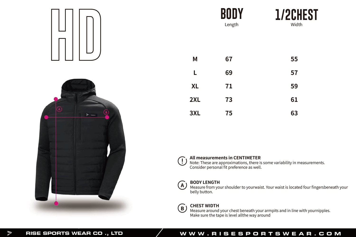 Custom your own brand/club/team athletic down jacket with hood sizes chart, or use our athletic down jacket with hood sizes chart.