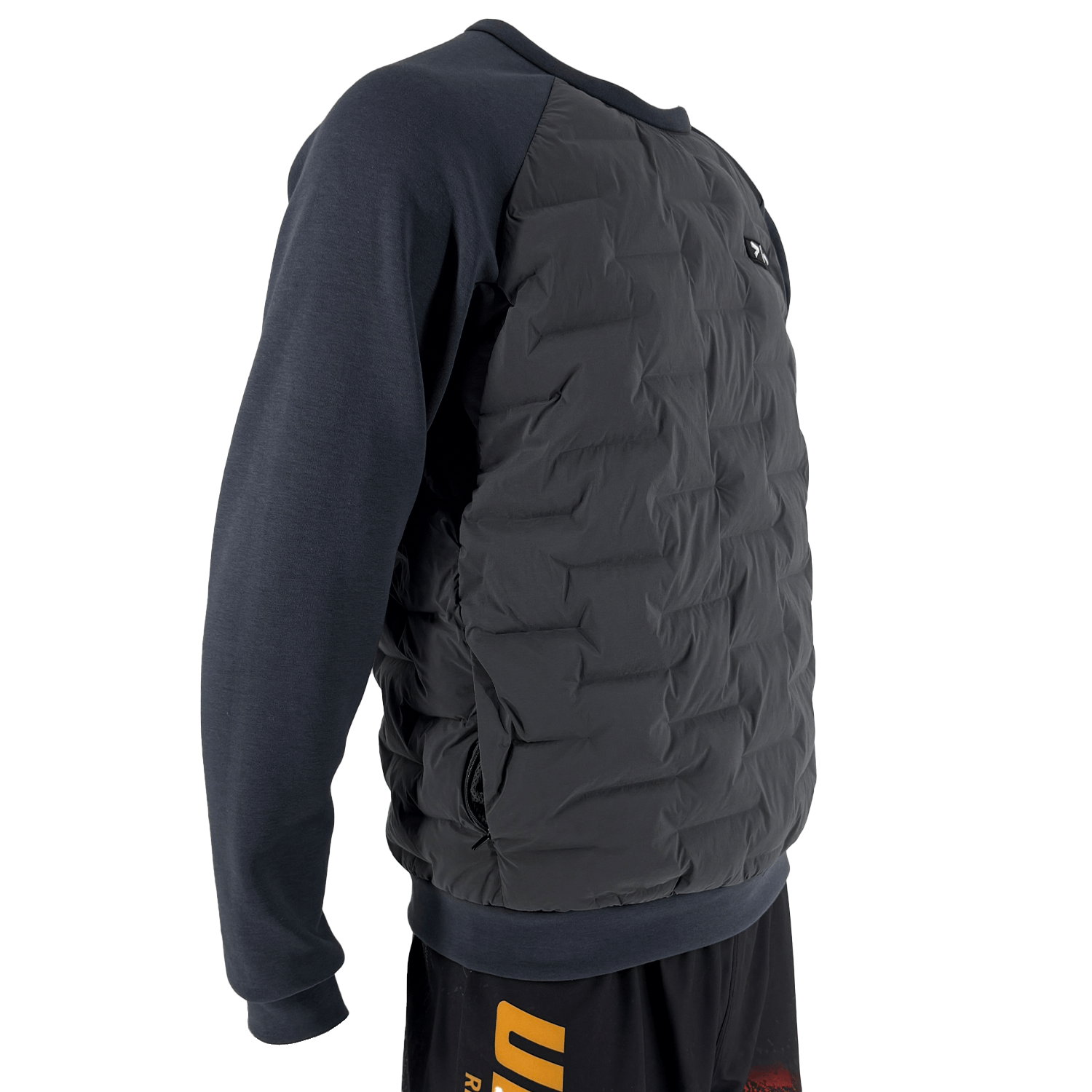 Male Model in Black Ultra Light Down Jacket Hoodless Right Side View Male Model in Black Ultra Light Down Jacket Hoodless Right Side View