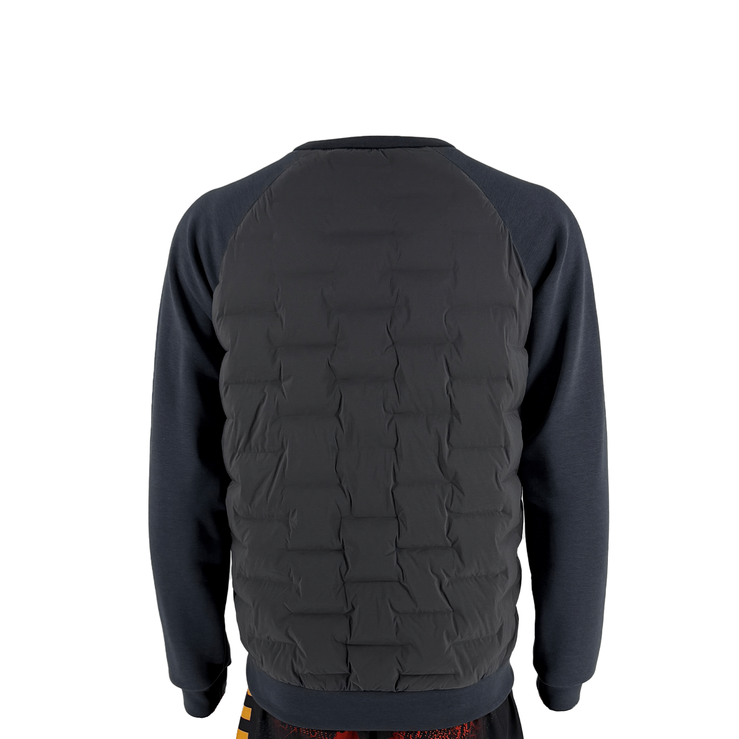 Male Model in Black Ultra Light Down Jacket Hoodless Back View Male Model in Black Ultra Light Down Jacket Hoodless Back View