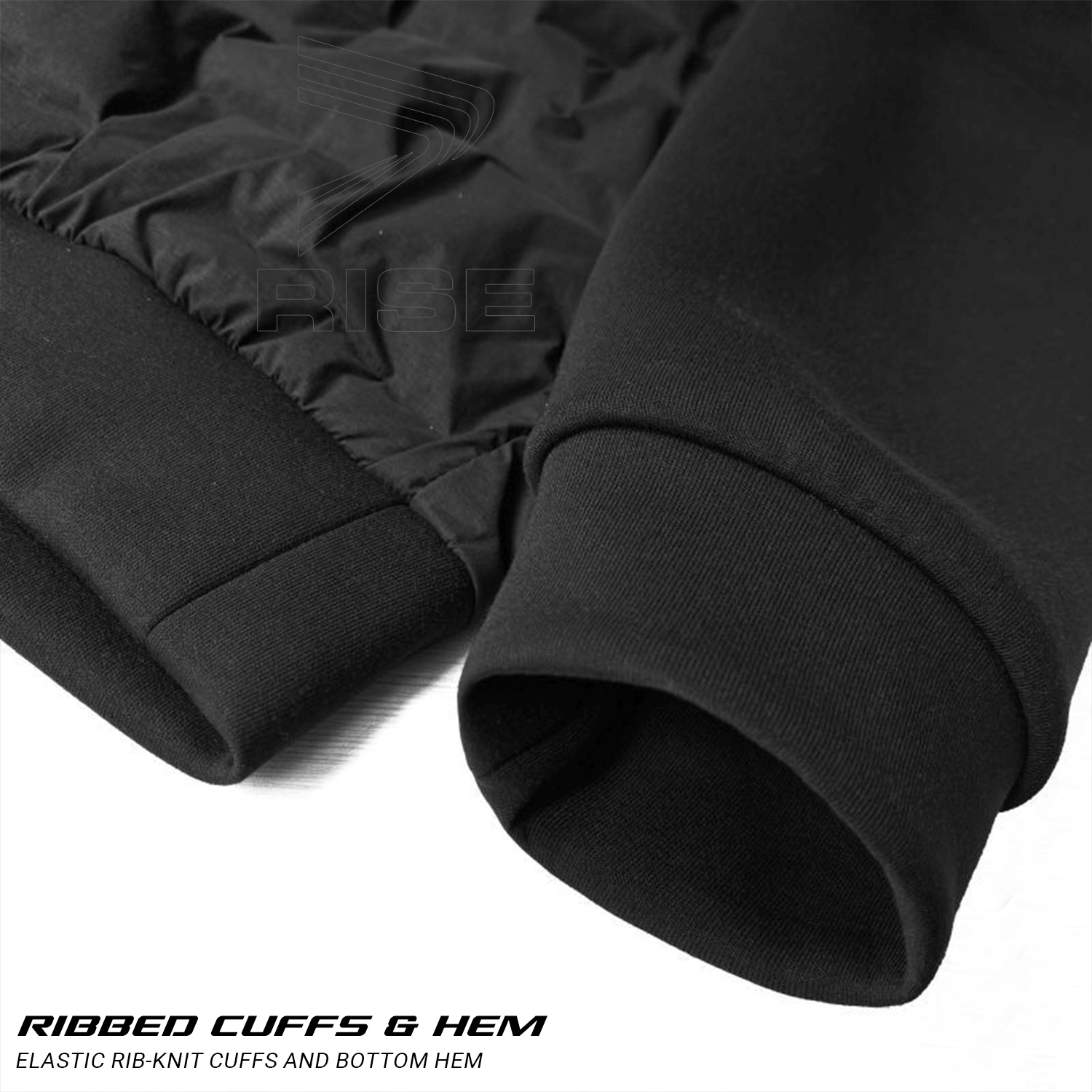 Ribbed Cuffs & Hem of Black Ultra Light Down Jacket Hoodless Ribbed Cuffs & Hem: Elastic rib-knit cuffs and bottom hem seal in warmth and block wind—ideal for outdoor training and layering.