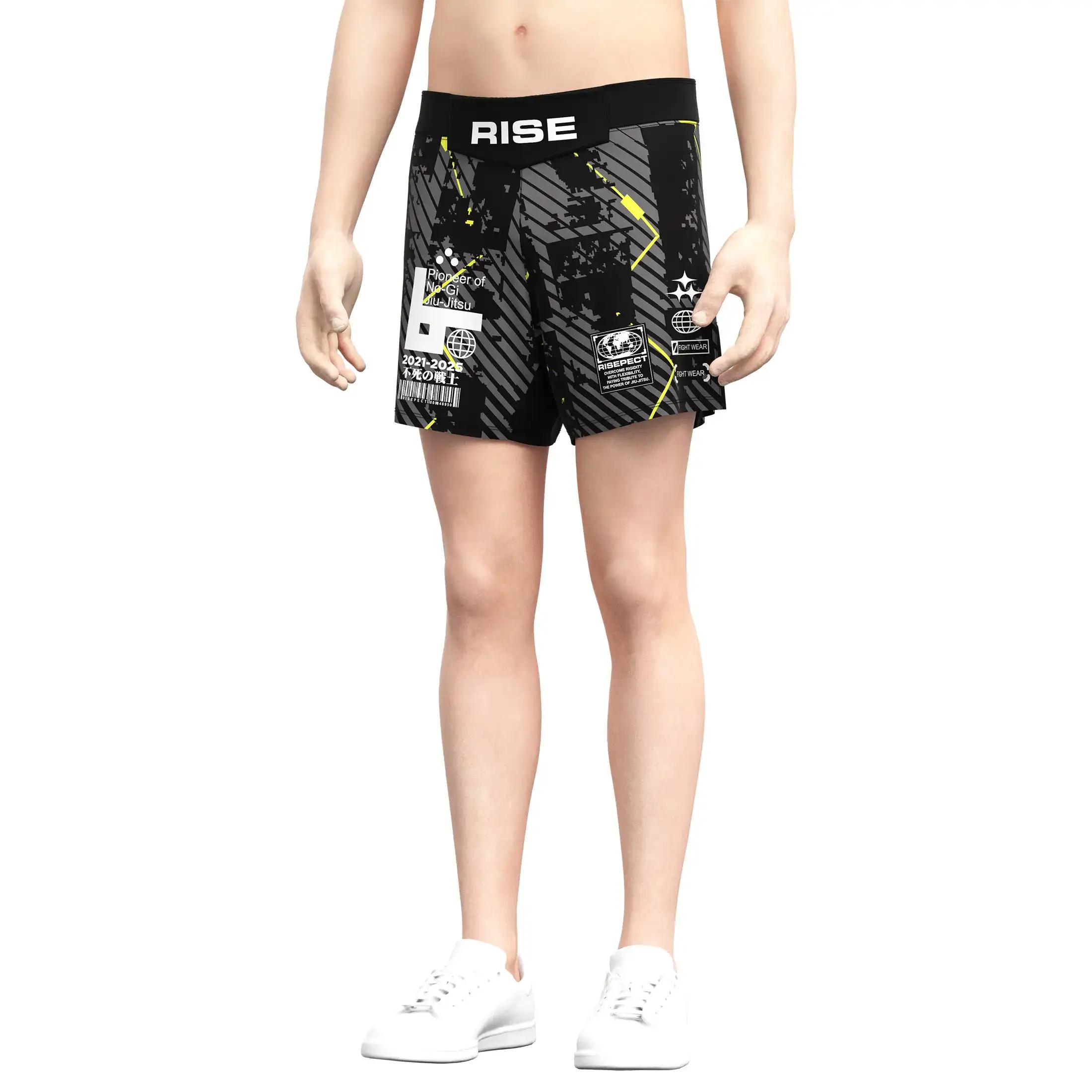 
                RISE Black Gold Lines MMA Shorts Premium BJJ Grappling Gear