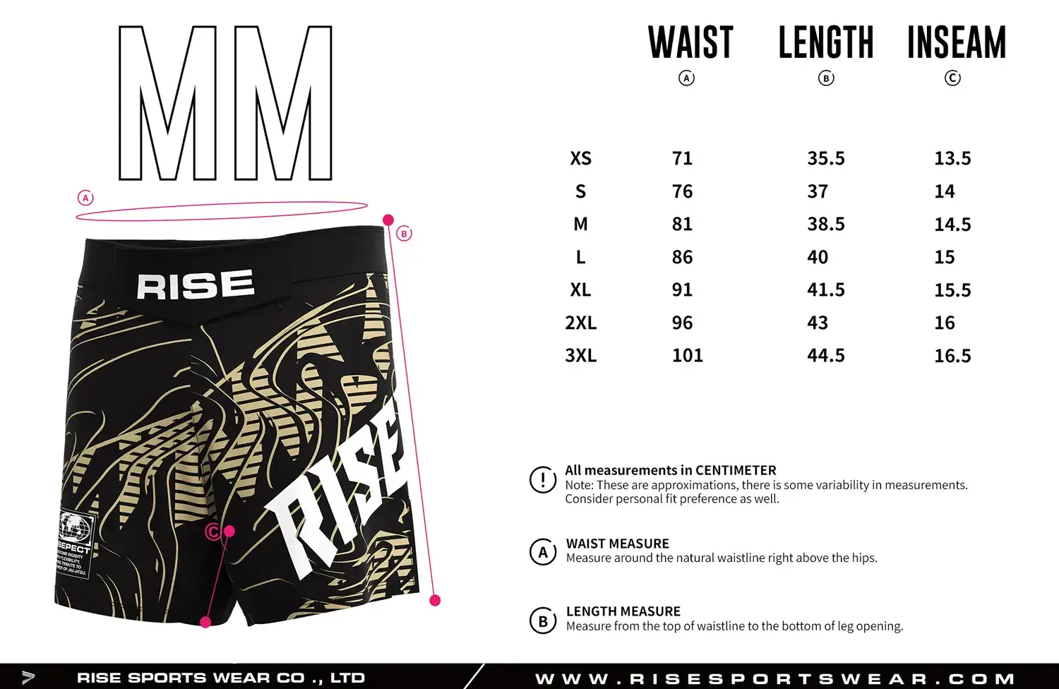 Choose our RISE Horror Night Forest MMA Shorts's sizing, or customize your own no velcro MMA shorts.
