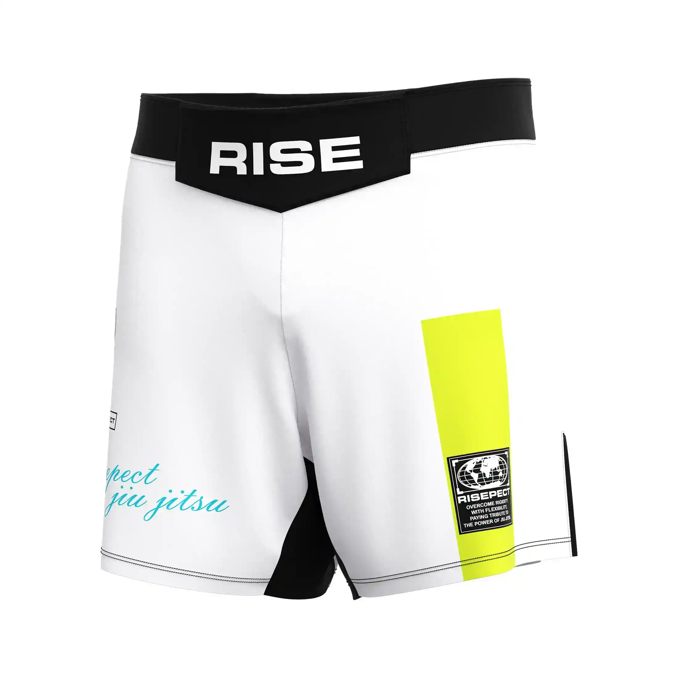 
                RISE White Neon Panel MMA Shorts Lightweight Training Gear