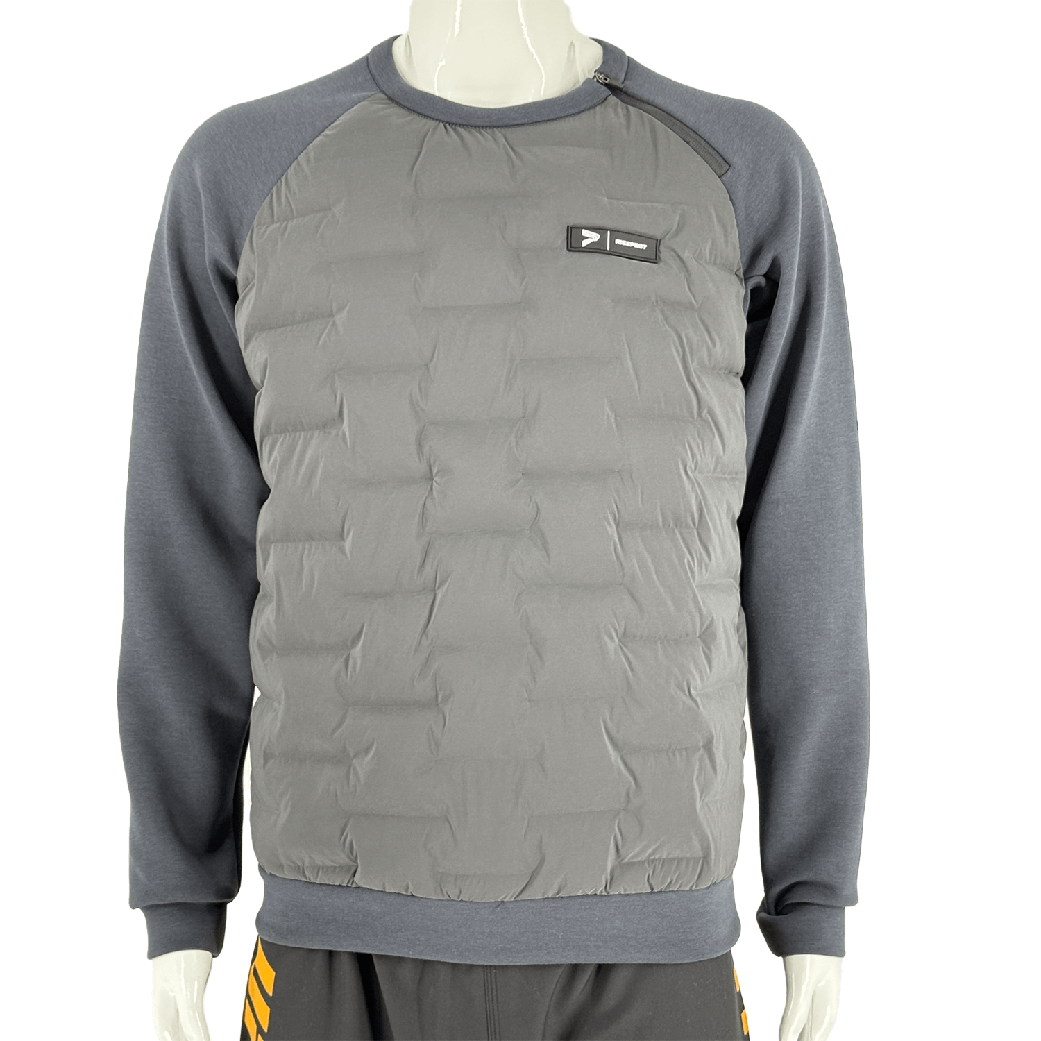 Male Model in steel gray hoodless down jacket Front View Male Model in steel gray hoodless down jacket Front View