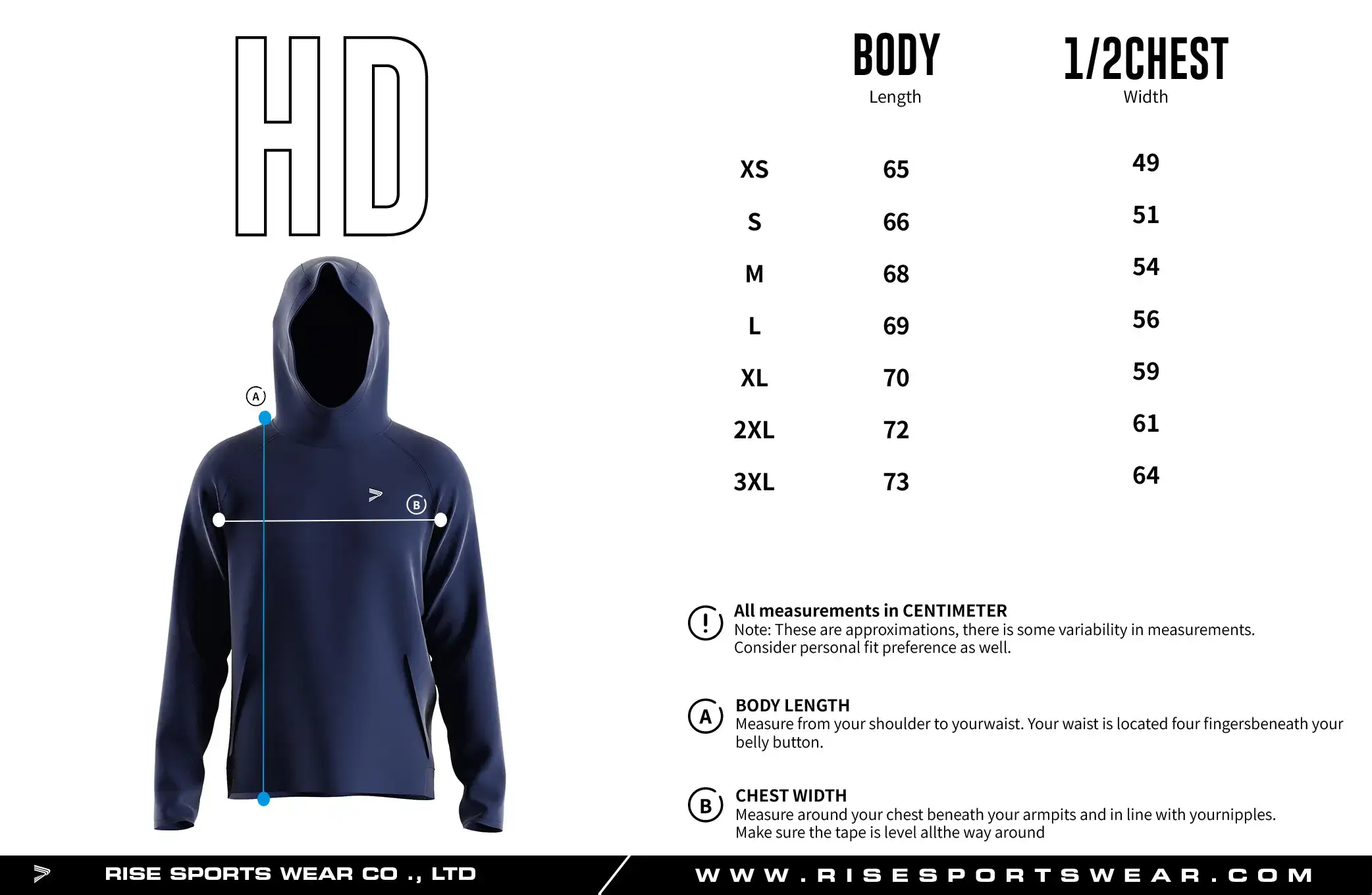 Custom your own gym hoodies' sizing, or use our gym hoodies' sizing.