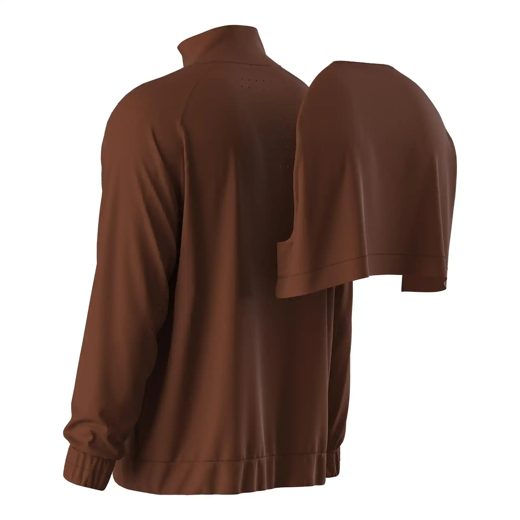 Men's zip through jacket with windproof fabric and laser-cut ventilation design.