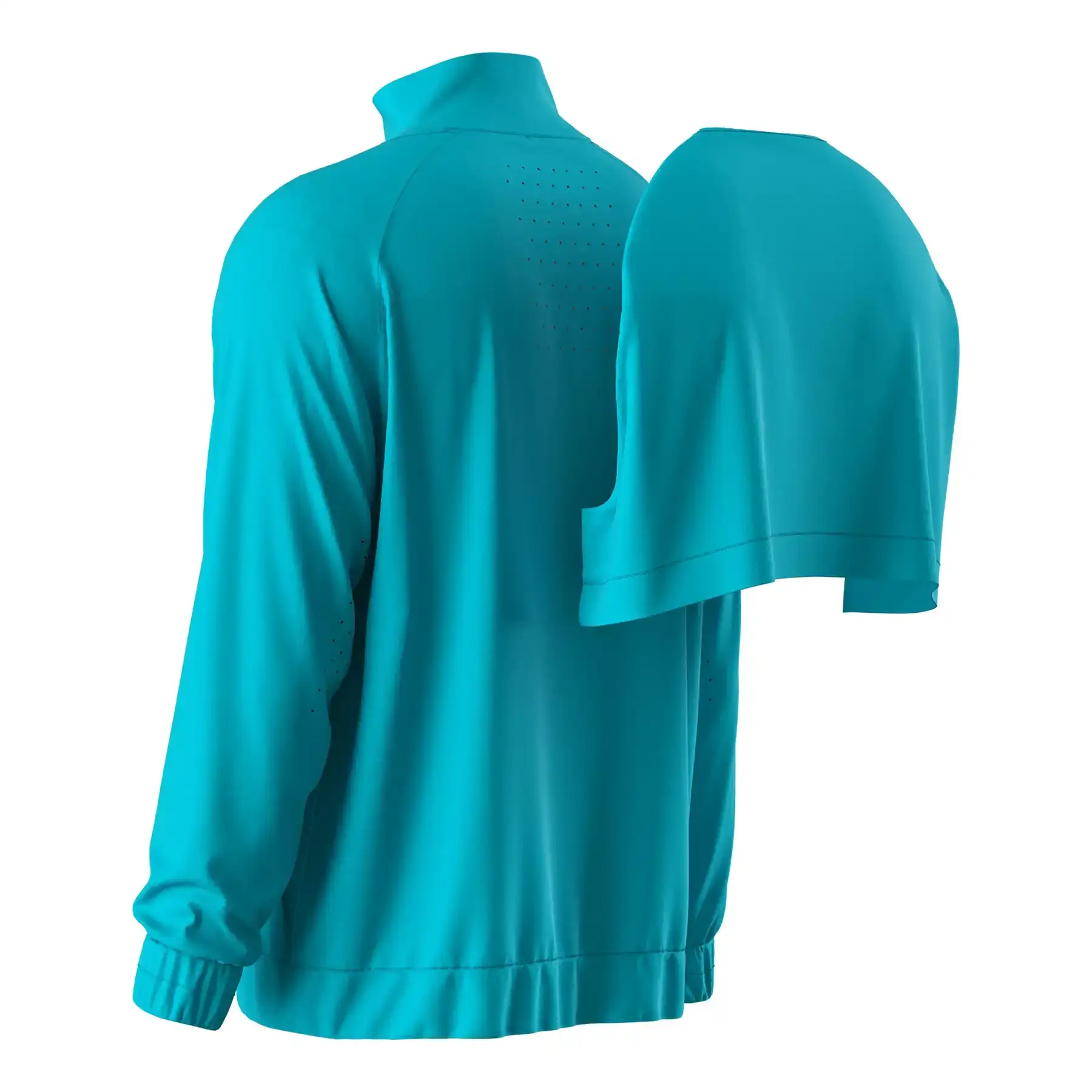 Men's full zip up jacket with windproof fabric and laser-cut ventilation design.