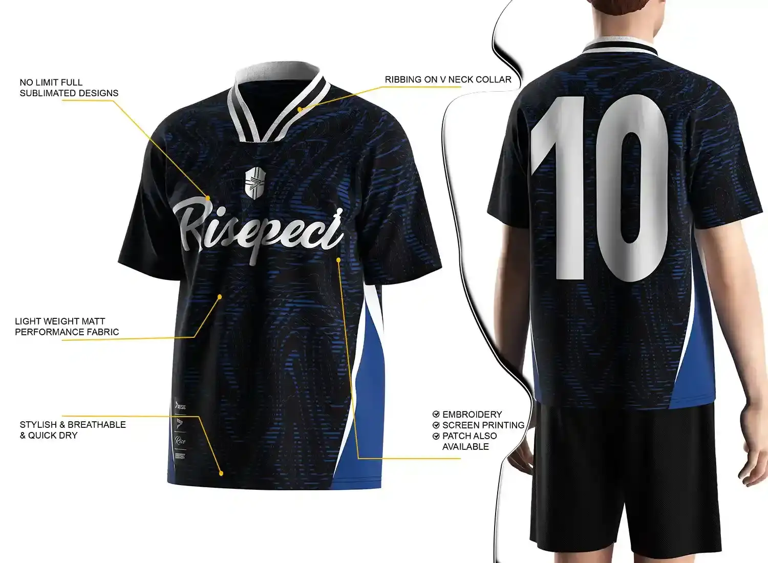 Adult size chart for the vintage soccer jersey, showing body length and 1/2 chest width measurements.
