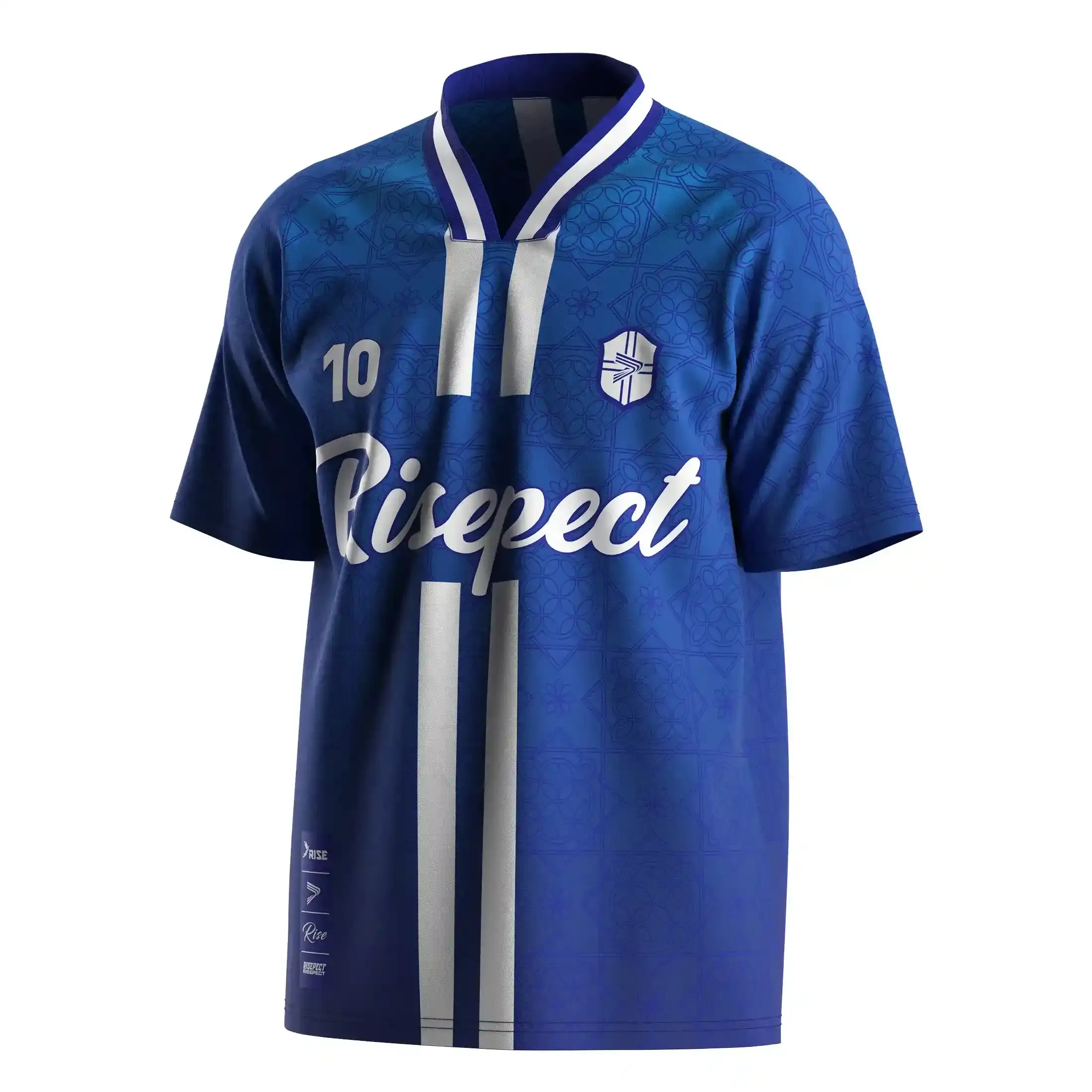 
                Dual Stripe Soccer Jersey Manufacturer Raglan Cut Sublimated Texture