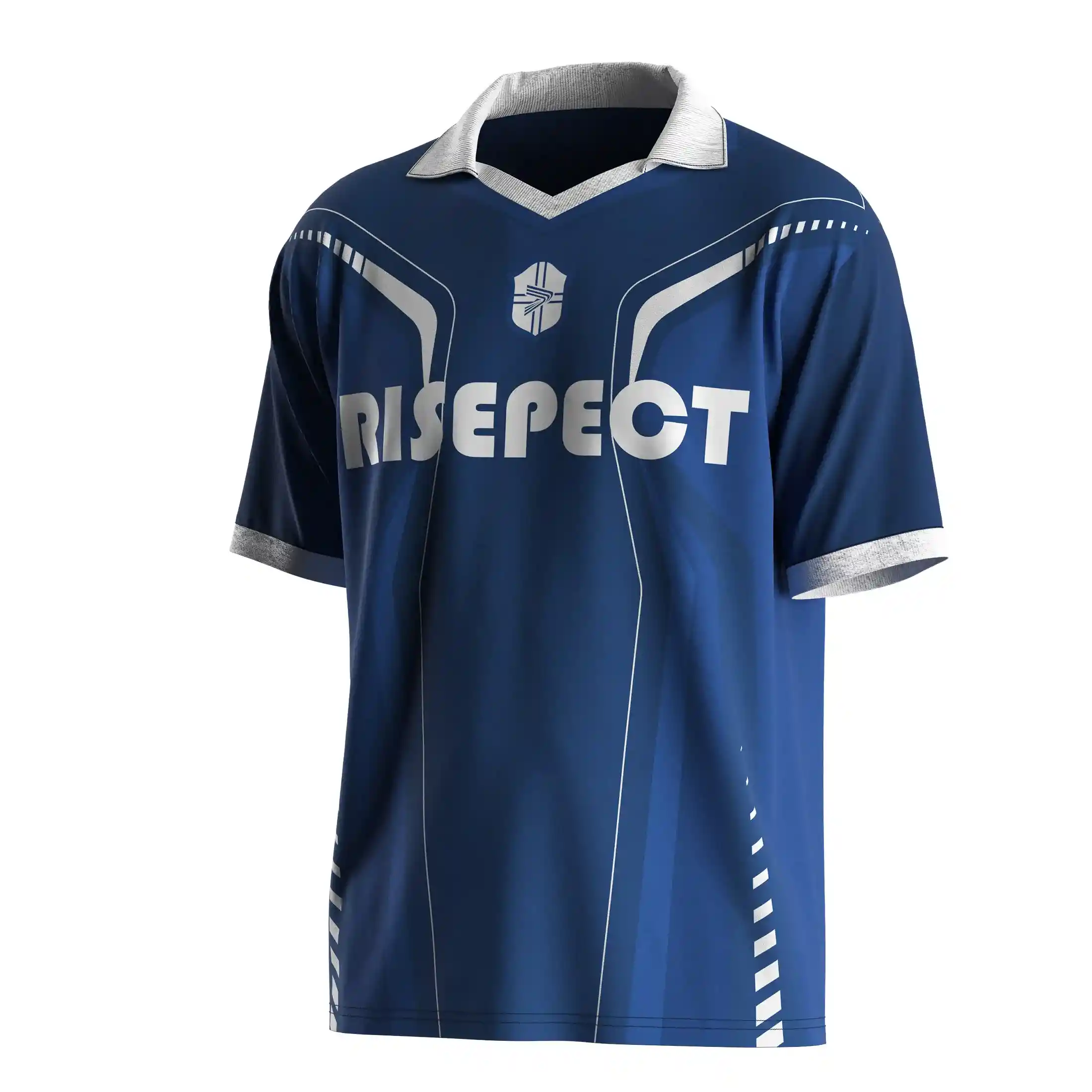 
                Fold-down Collar Jersey V-cut Fit Soccer Shirts Custom Bulk Production