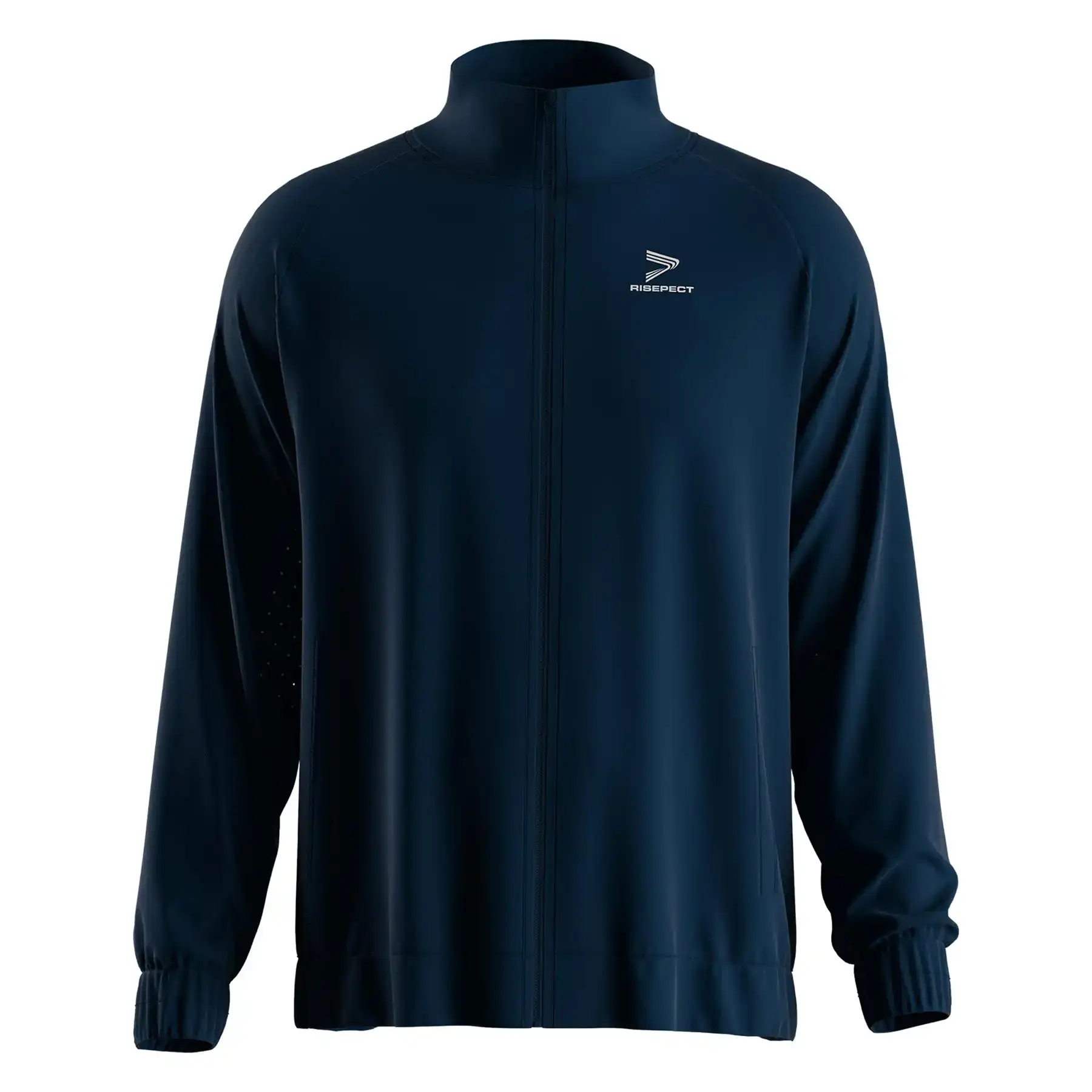 
                Navy Blue Mens Full Zip Jacket Athletic Zip Up Collar Jacket Custom