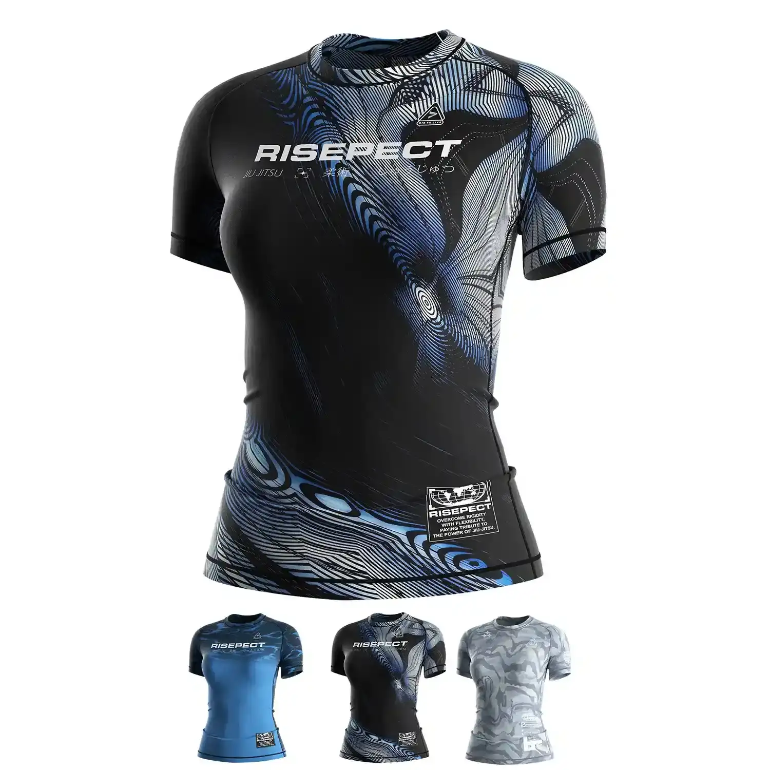 
                Women's Abstract Flow BJJ Rash Guard Short Sleeve Performance Wholesale