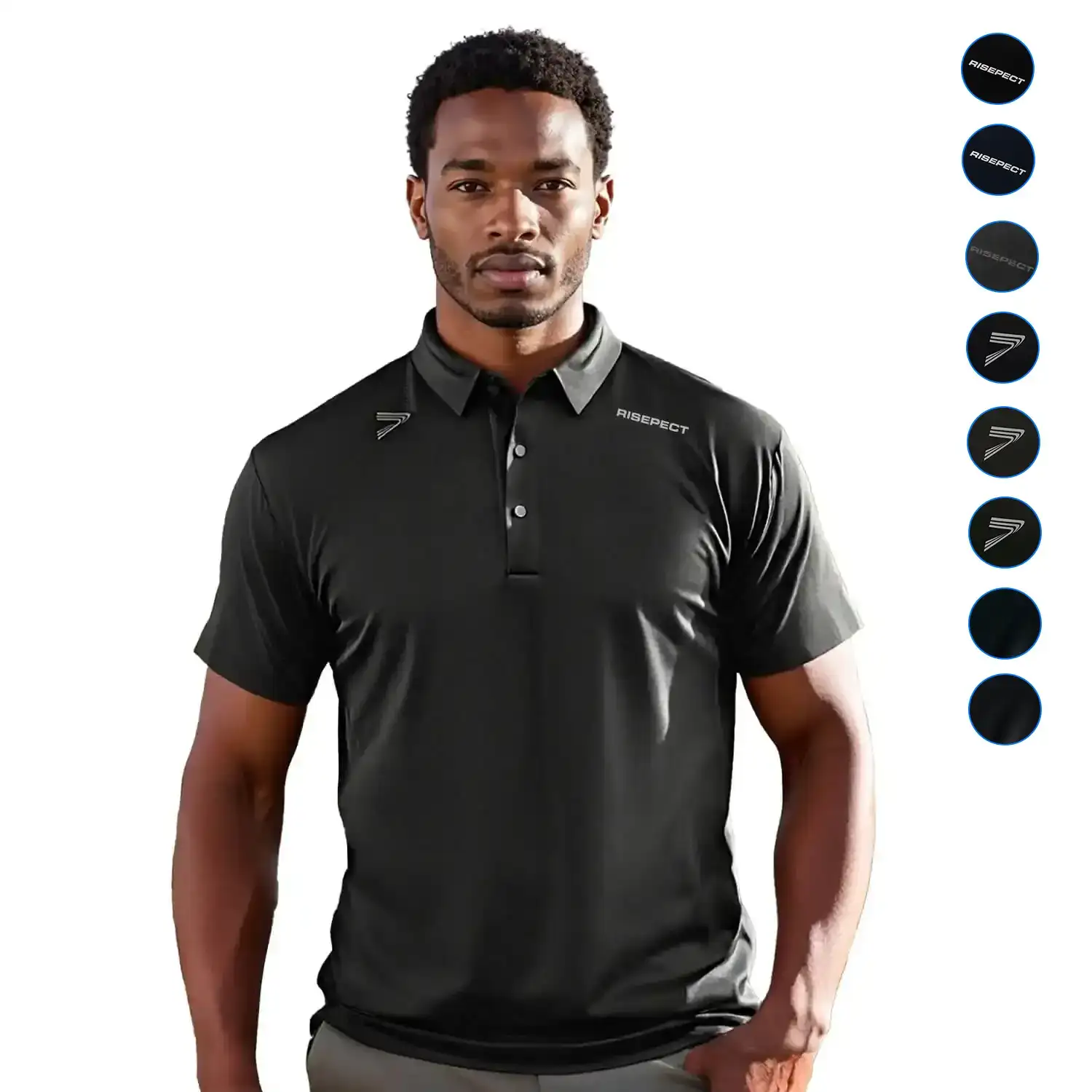 
                Black Heat-bonded Golf Polo Shirt 3-button Short Sleeve Custom Orders