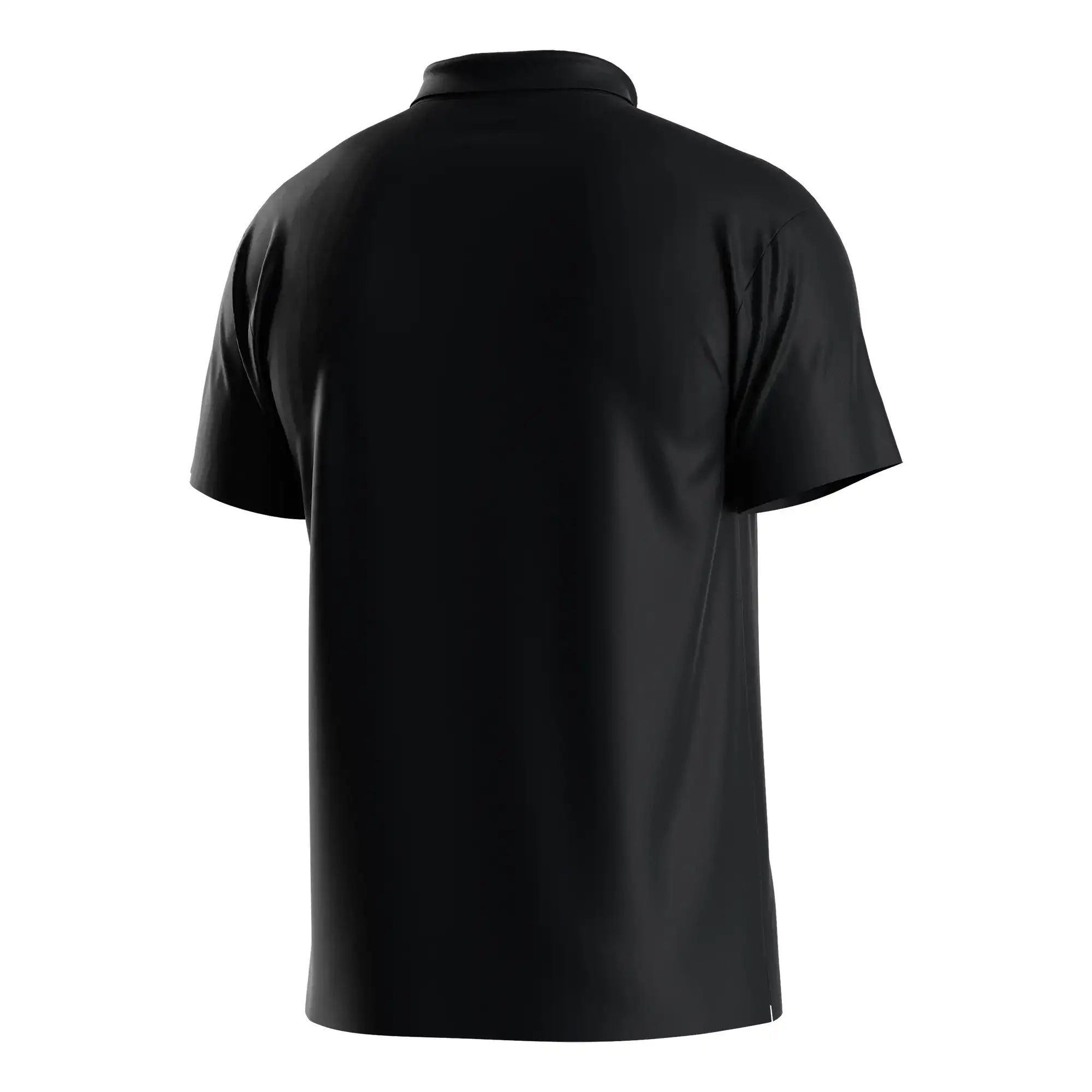 The Back View of Black Heat-bonded Golf Polo Shirt 3-button Short Sleeve Custom Orders design - Style 4
