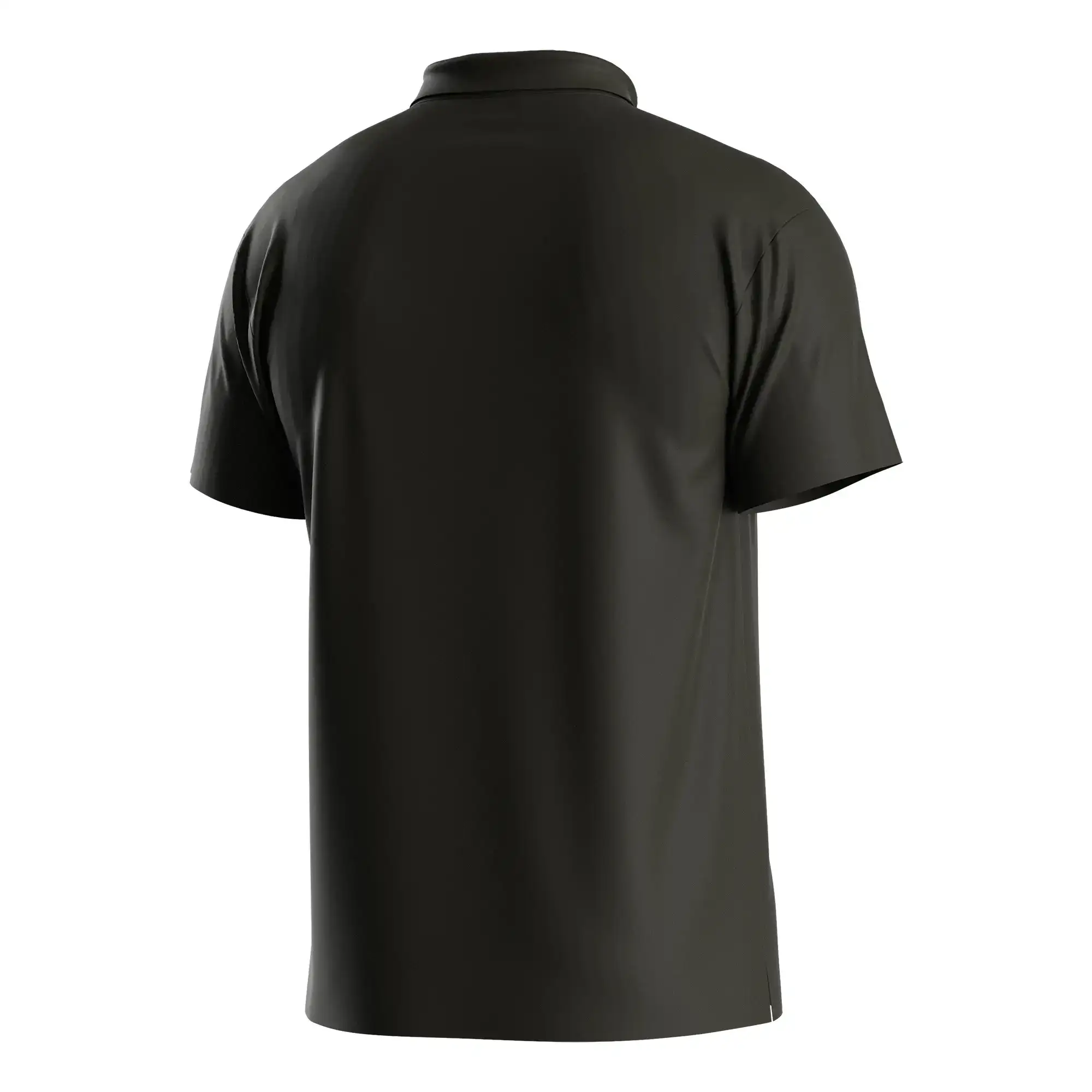 The Back View of Black Heat-bonded Golf Polo Shirt 3-button Short Sleeve Custom Orders design - Style 5