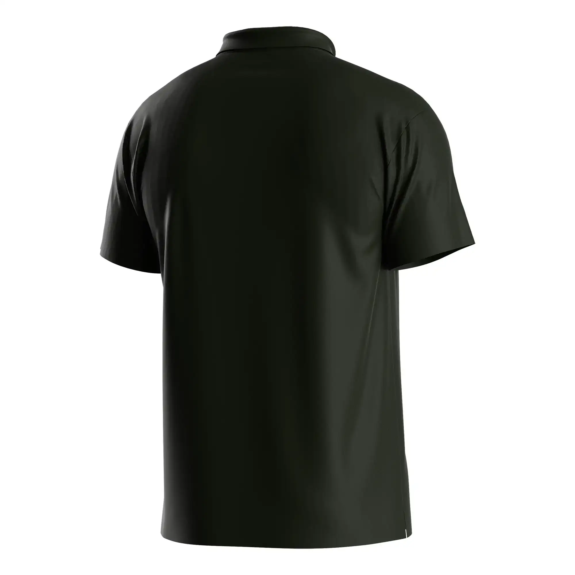 The Back View of Black Heat-bonded Golf Polo Shirt 3-button Short Sleeve Custom Orders design - Style 6