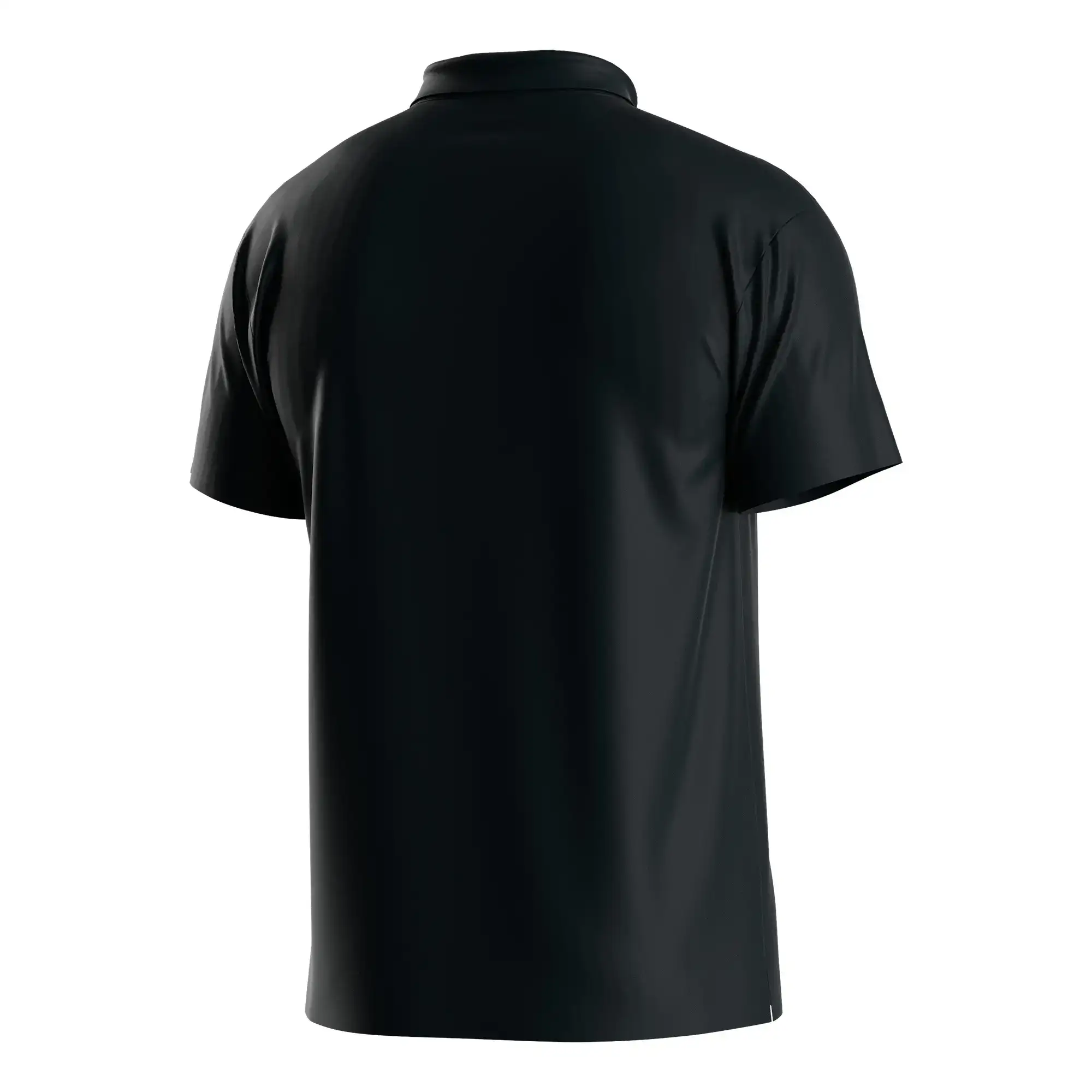 The Back View of Black Heat-bonded Golf Polo Shirt 3-button Short Sleeve Custom Orders design - Style 7