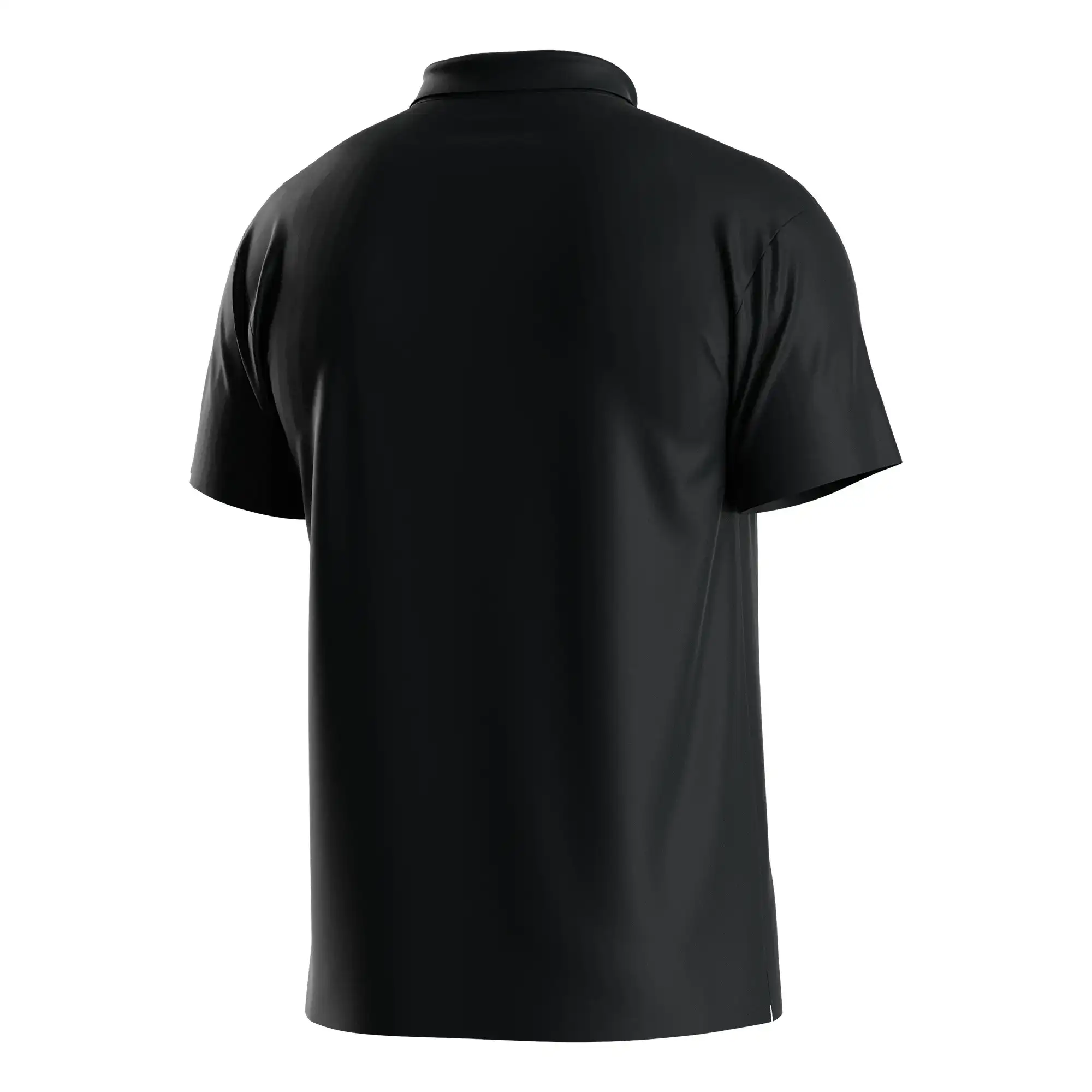 The Back View of Black Heat-bonded Golf Polo Shirt 3-button Short Sleeve Custom Orders design - Style 8