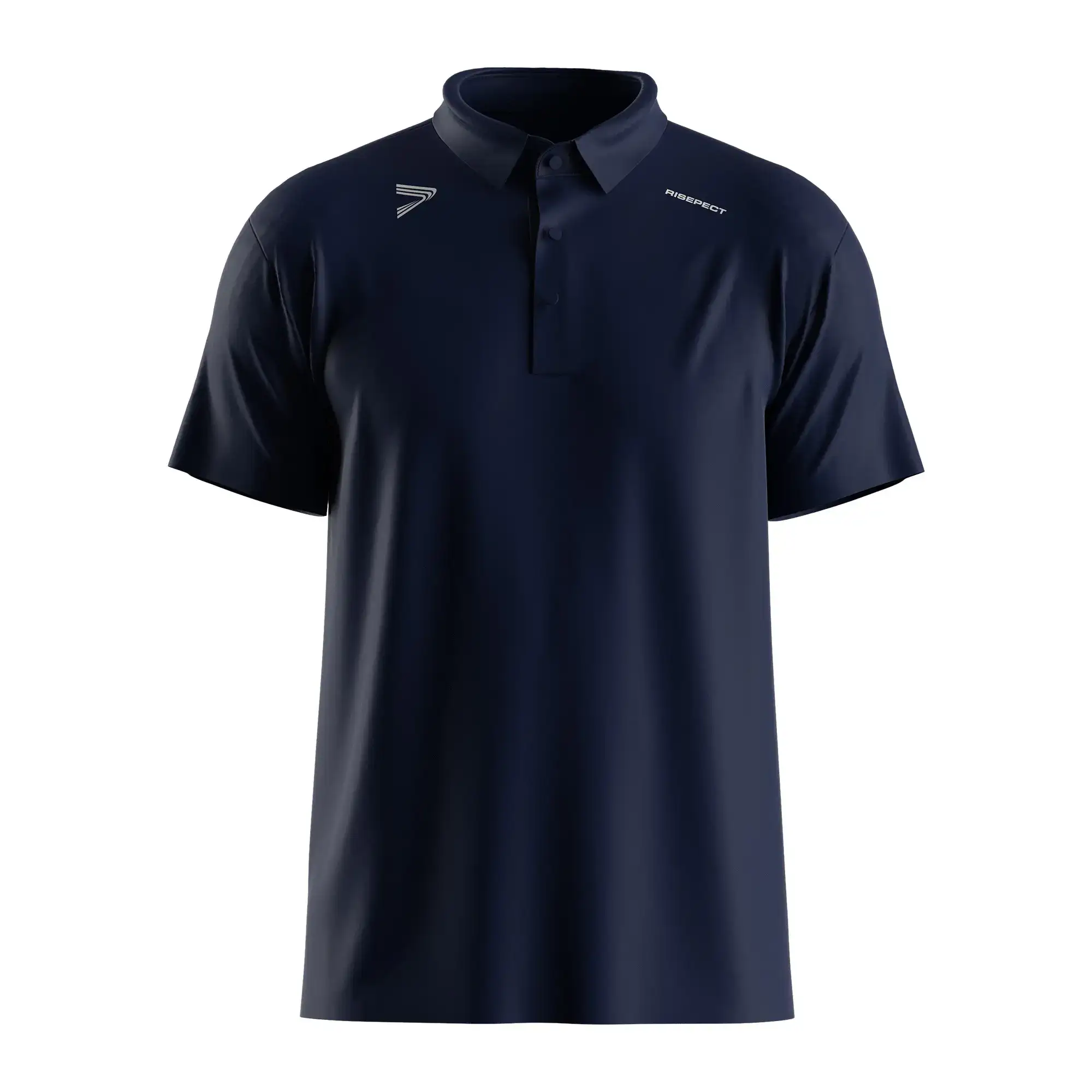 The Front View of Dark Navy Heat Glue Tech Golf Polo Short Sleeve Shirt - Style 2