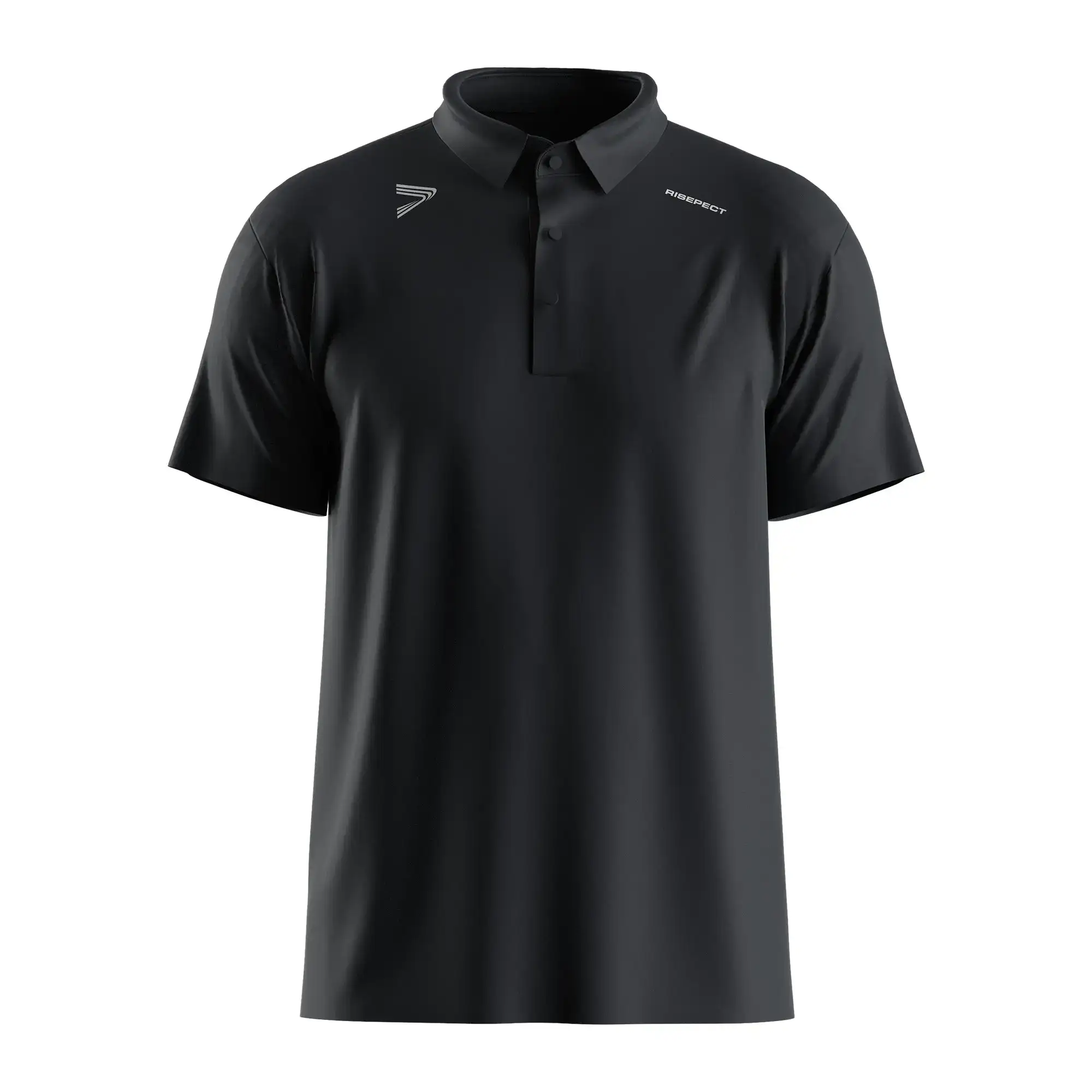 The Front View of Dark Navy Heat Glue Tech Golf Polo Short Sleeve Shirt - Style 3