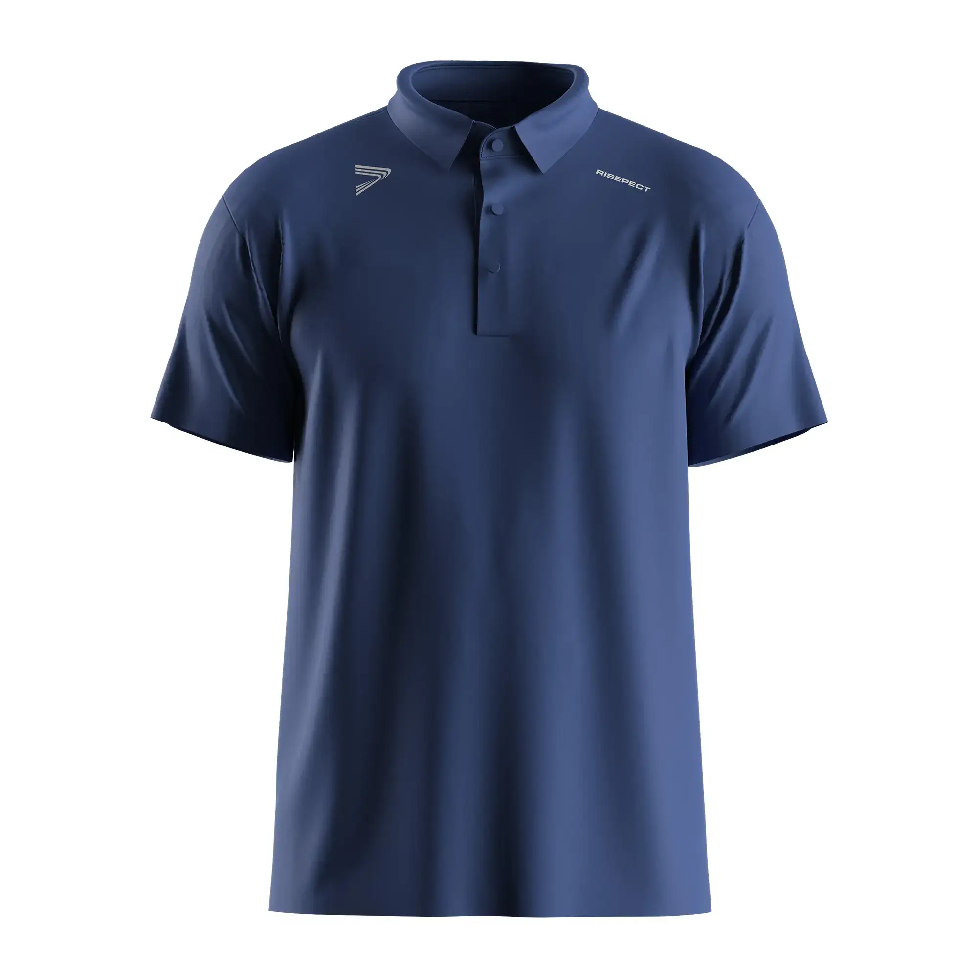 The Front View of Dark Navy Heat Glue Tech Golf Polo Short Sleeve Shirt - Style 4