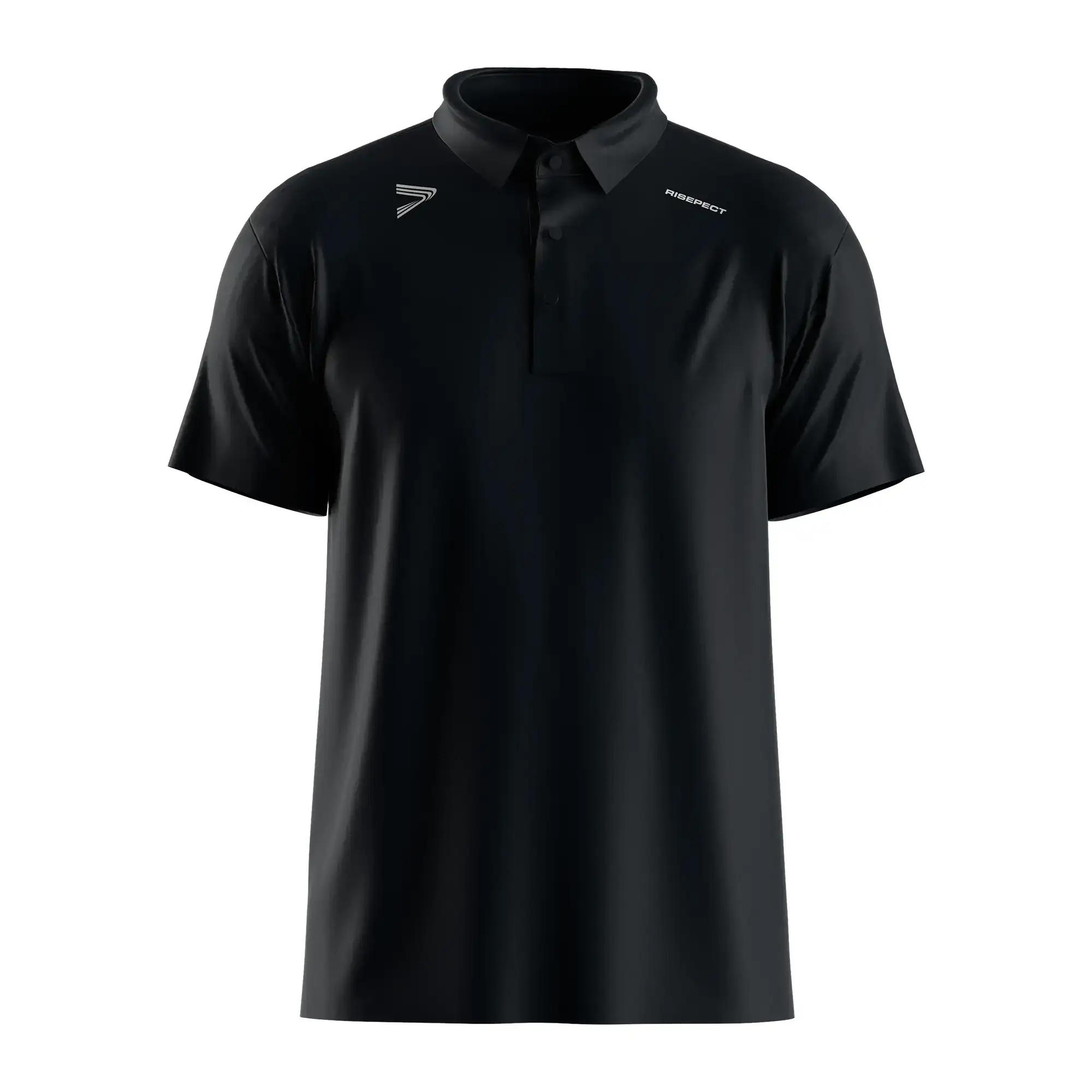 The Front View of Dark Navy Heat Glue Tech Golf Polo Short Sleeve Shirt - Style 6