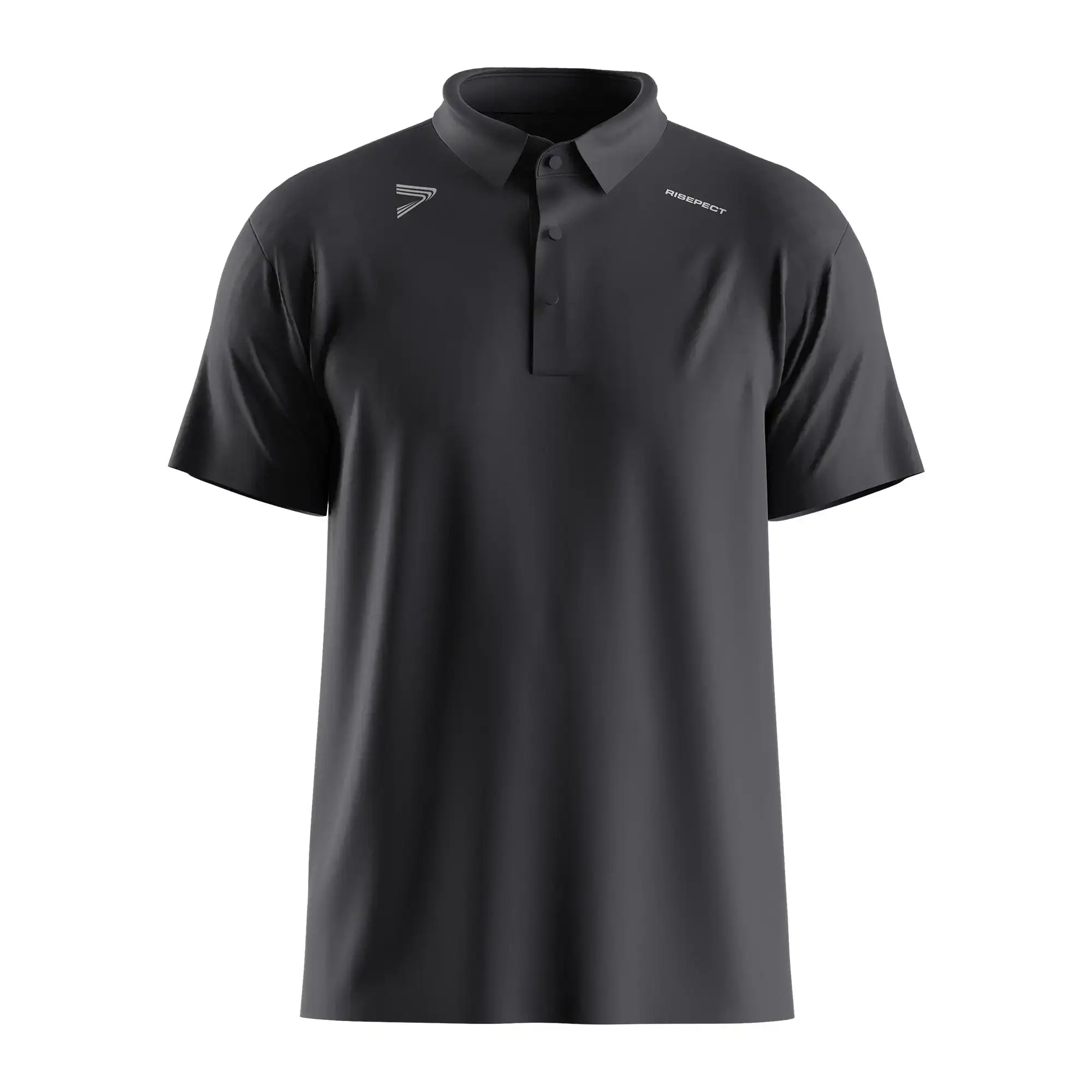 The Front View of Dark Navy Heat Glue Tech Golf Polo Short Sleeve Shirt - Style 8