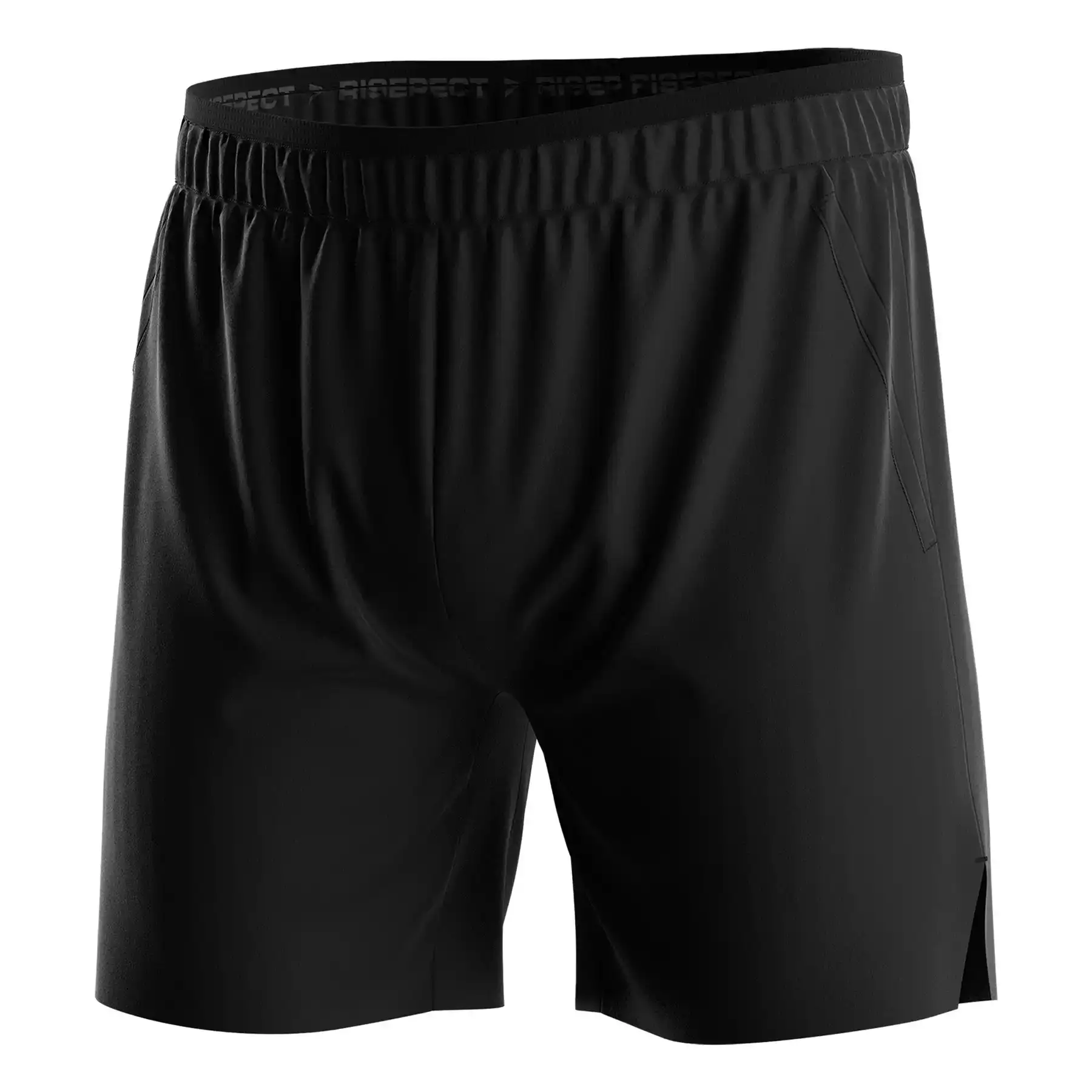 The Front View of Premium Black Training Shorts 2.0 Custom ODM OEM BJJ Shorts - Style 3