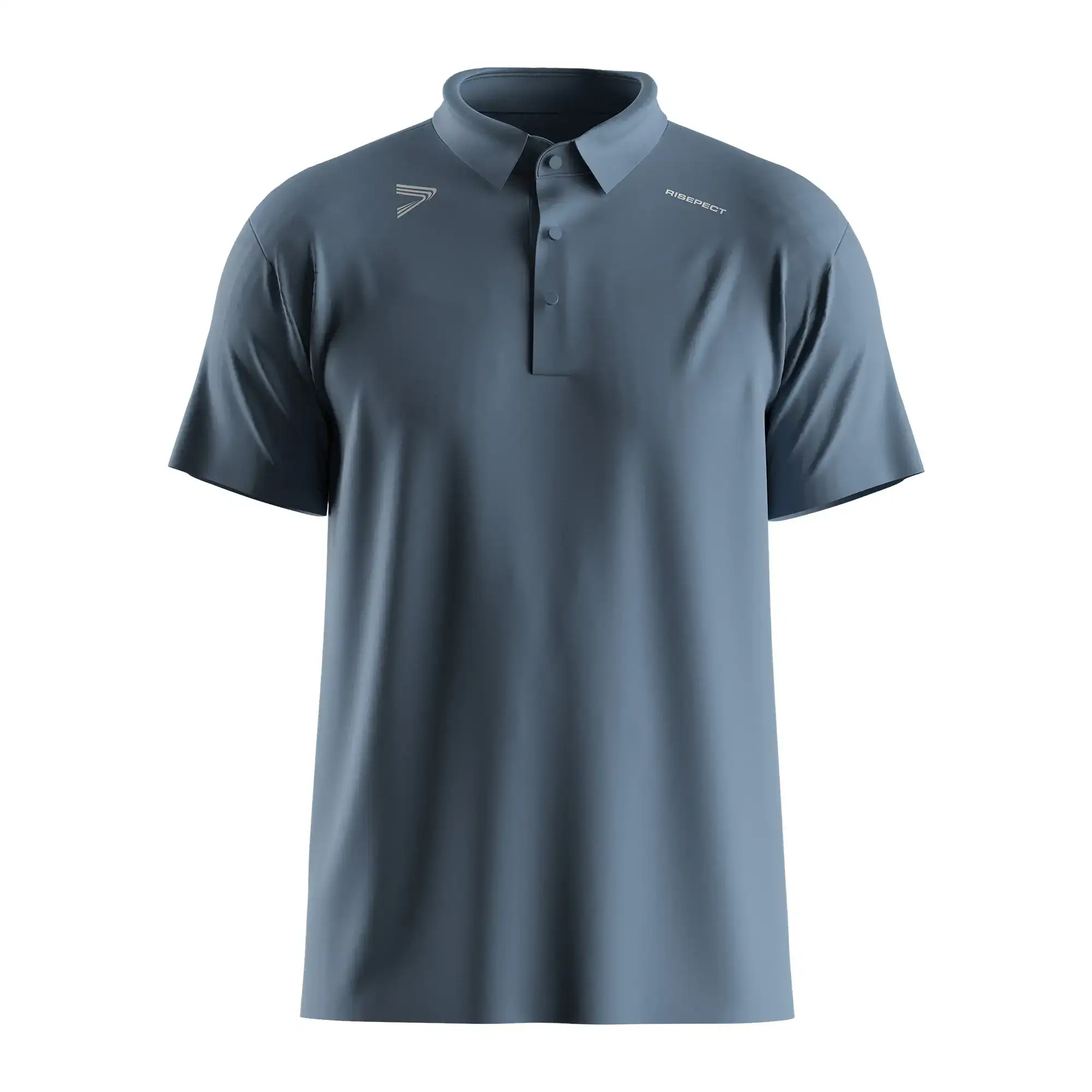 The Front View of Sky Blue Heat-bonded Golf Polo Shirt Short Sleeve - Style 3