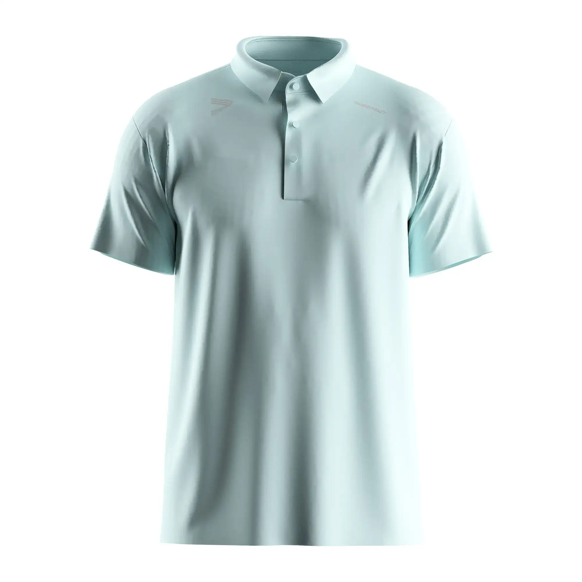 The Front View of Sky Blue Heat-bonded Golf Polo Shirt Short Sleeve - Style 5
