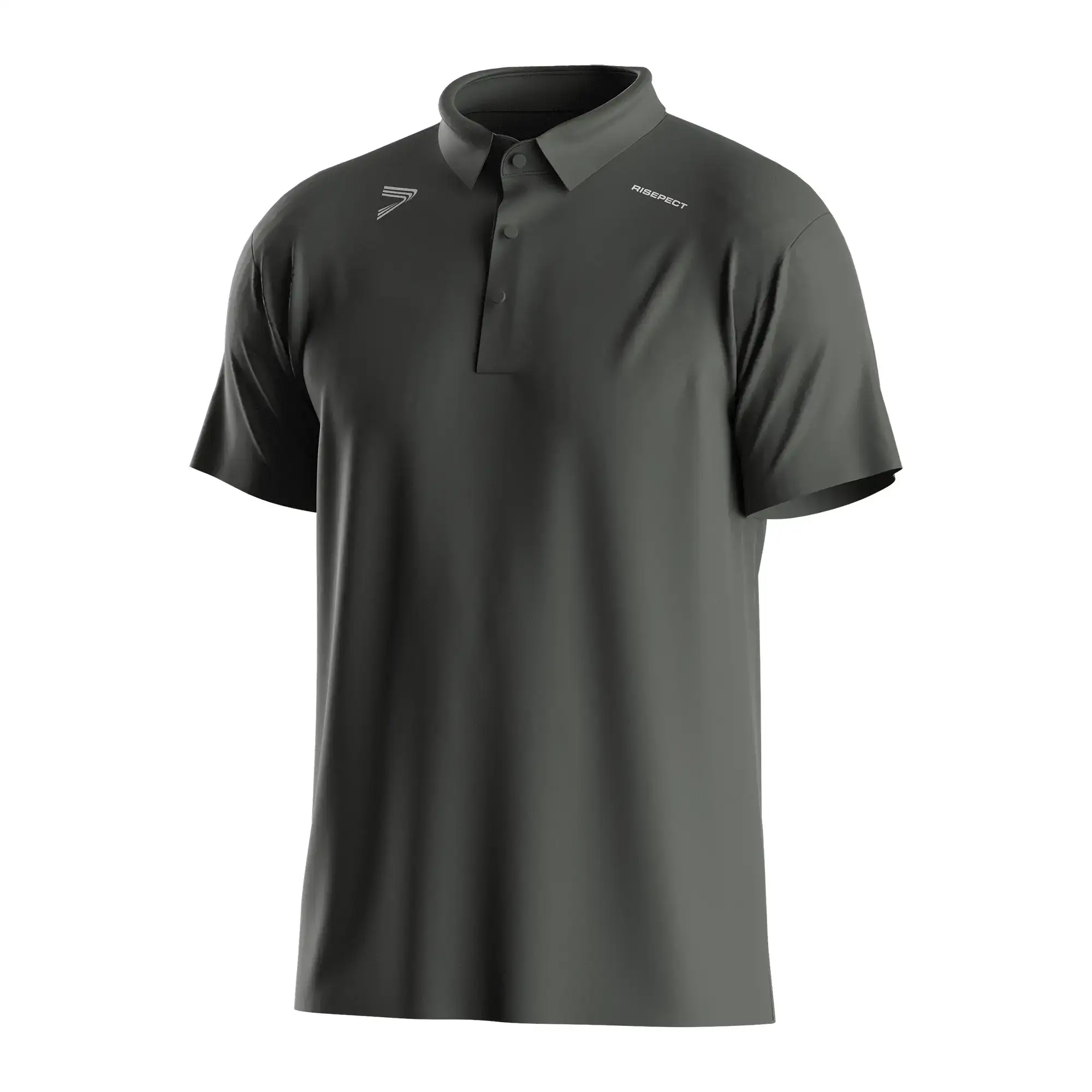 The Front View of Business Uniform Gray Premium Heat Fusion Golf Polo Short Sleeve - Style 1