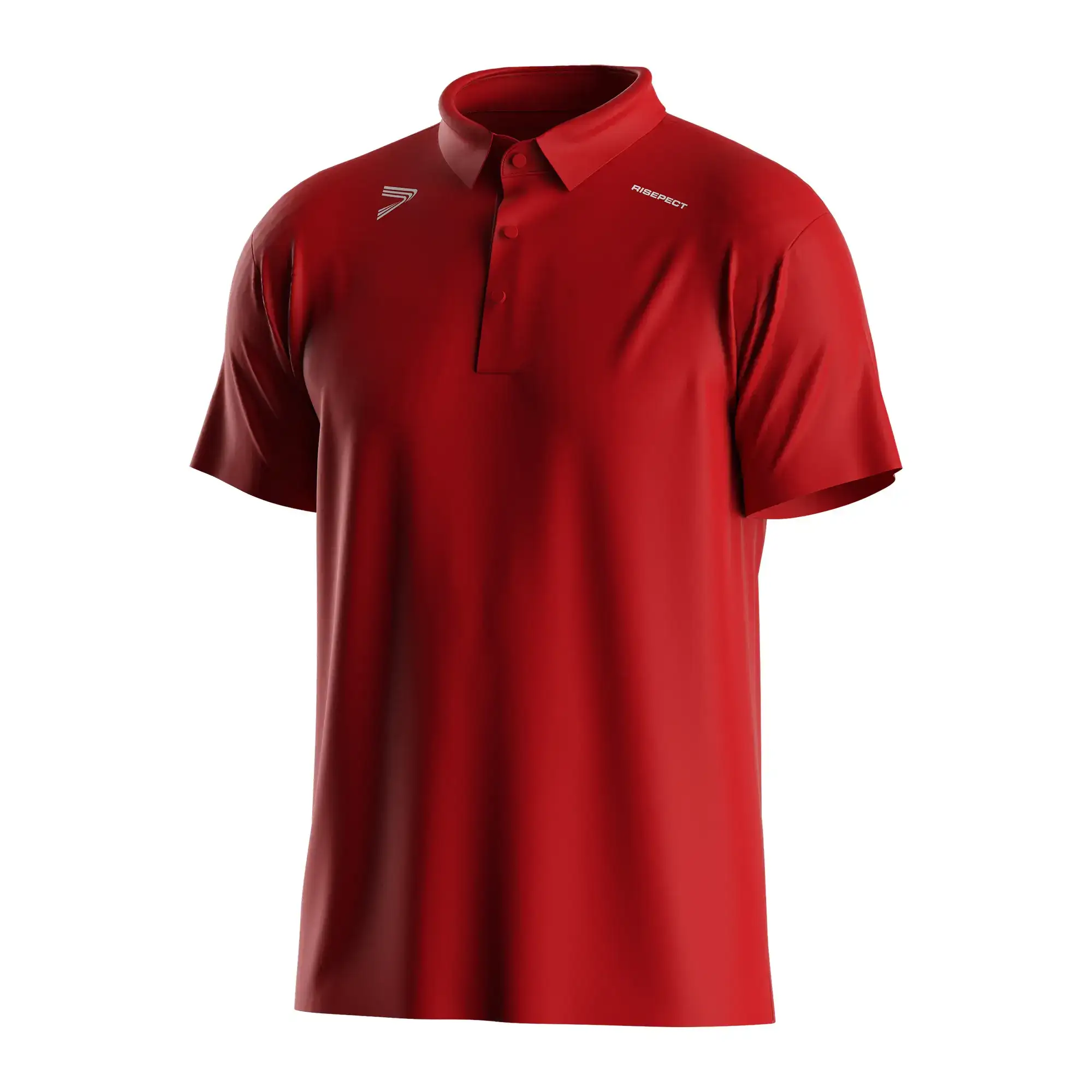 The Front View of Red Premium Heat-bond Golf Polo Short Sleeve Corporate Team Uniform - style 1